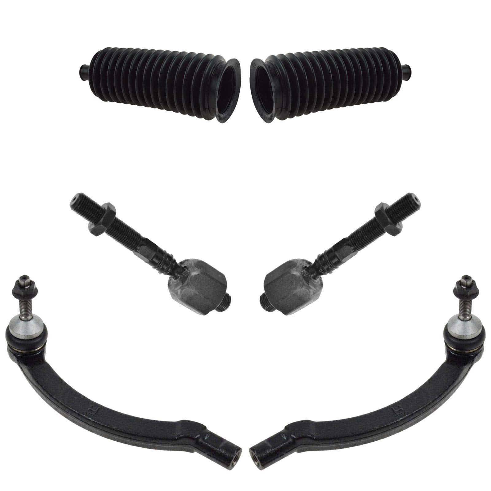 Trq Front Driver & Passenger Side Inner & Outer Steering Kit Steering Rack & Pinion Bellow Tie Rod Compatible With 2004-2009 Vol