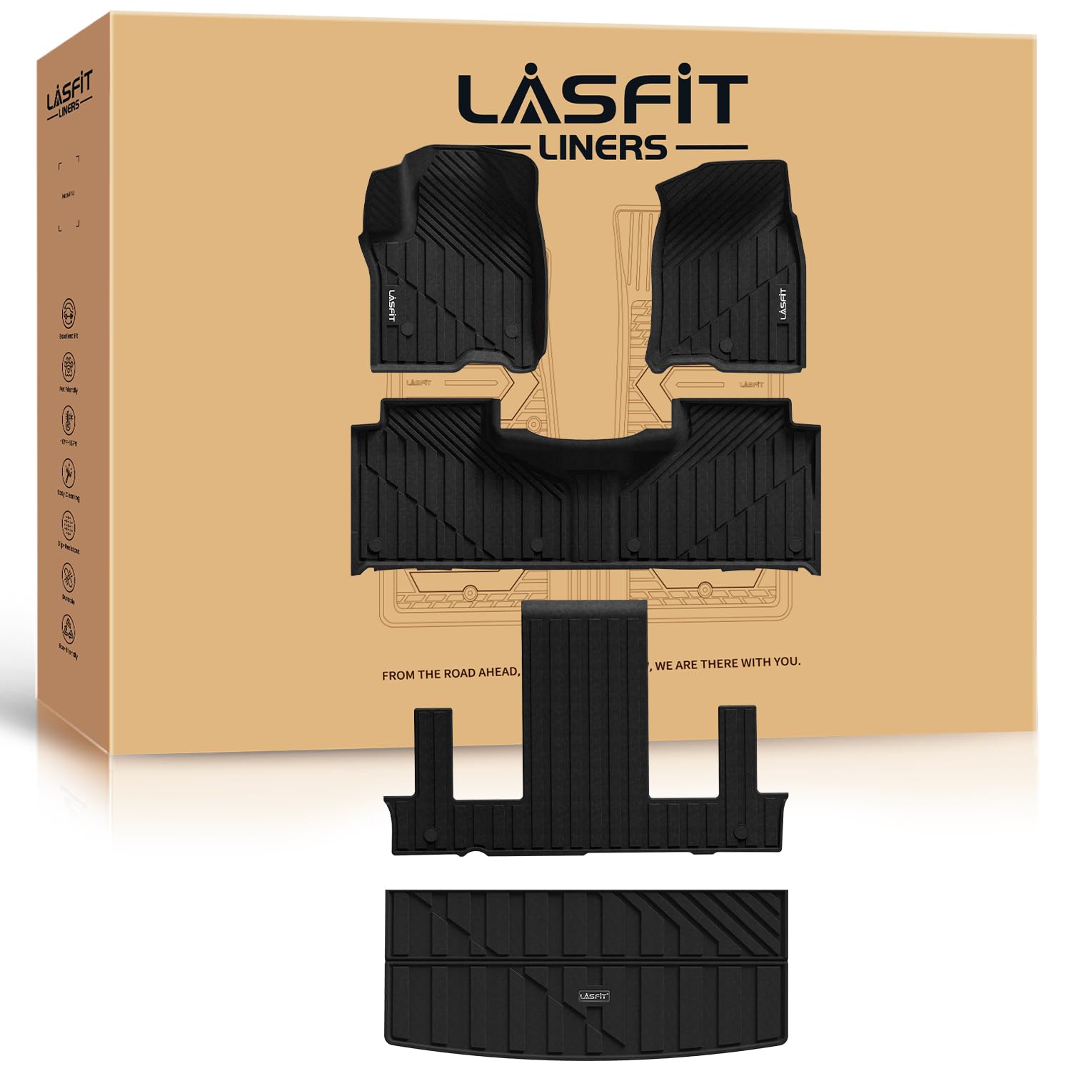 Lasfit Floor Mats & Cargo Liner For Chevrolet Chevy Tahoe/Gmc Yukon(Only Yukon, Not Fit Yukon Xl)/Cadillac Escalade(Only Escalad
