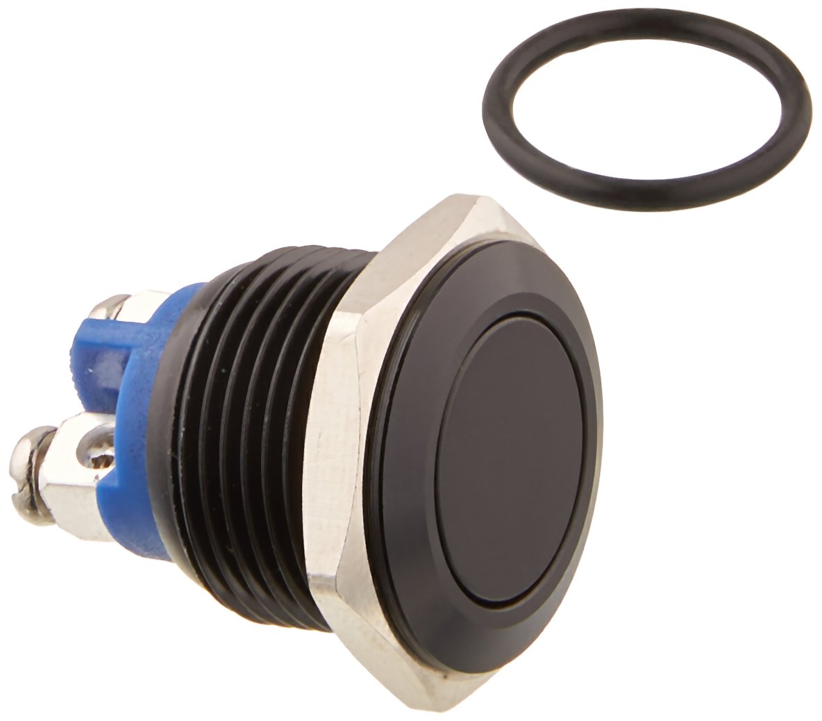 Yakamoz 16mm 5/8' Metal Momentary Push Button Switch 3A/250V AC SPST 1NO Industrial Car Switch - Black Shell