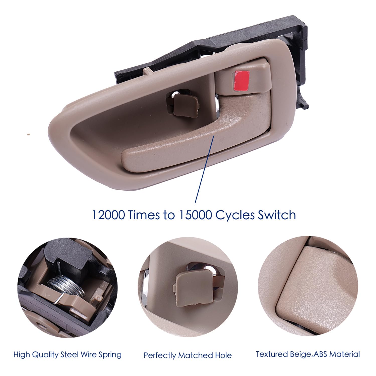 Lcyolada 4Pcs Interior Door Handles W/Bezel (Beige) Compatible with 2000-2007 Toyota Sequoia, 2004-2006 Tundra(Crew Cabs Only),