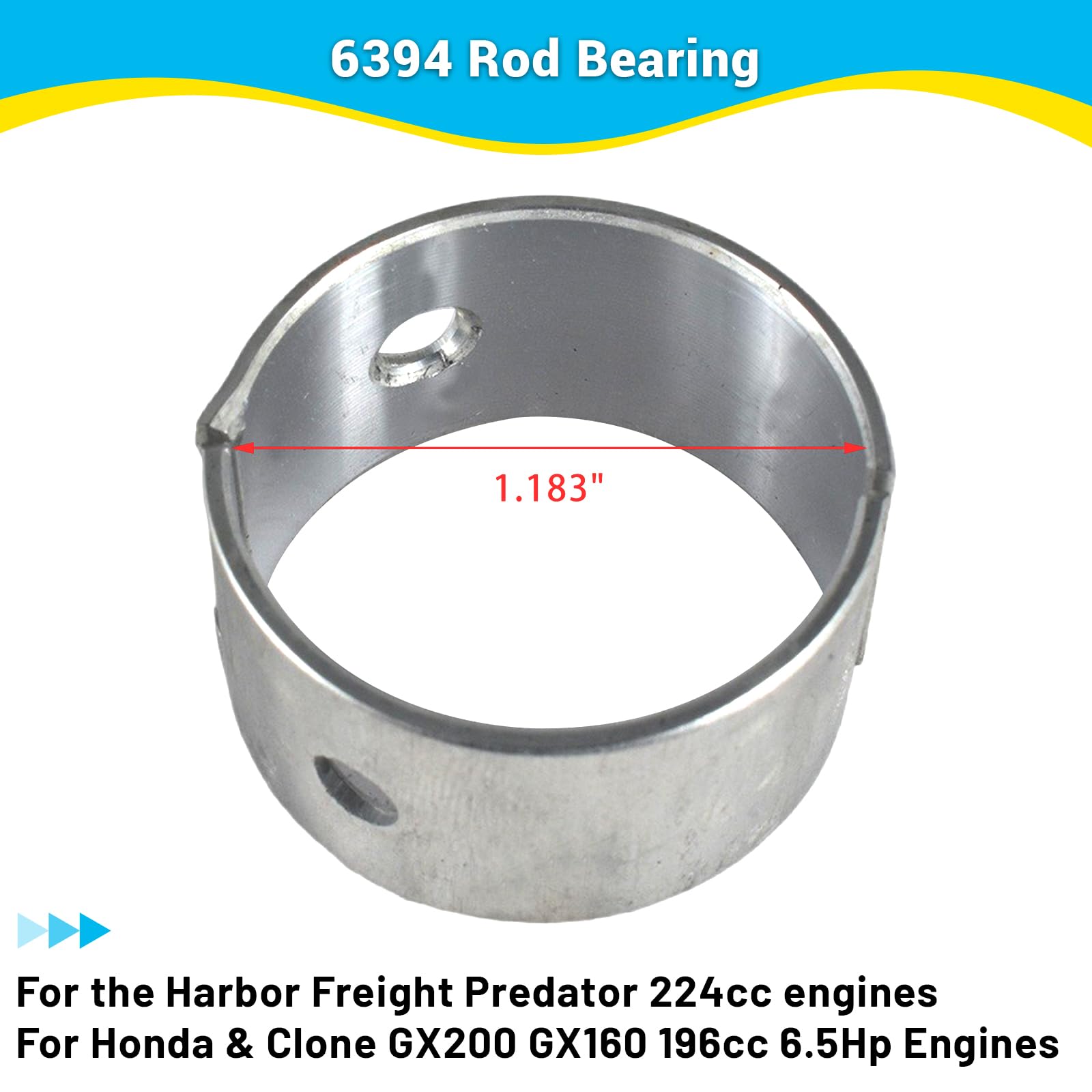 VCUJSUC Billet Rod Bearing & Bolt Set for Harbor Freight Predator 224cc Engines for Honda & Clone GX200 GX160 196cc 6.5Hp Engine
