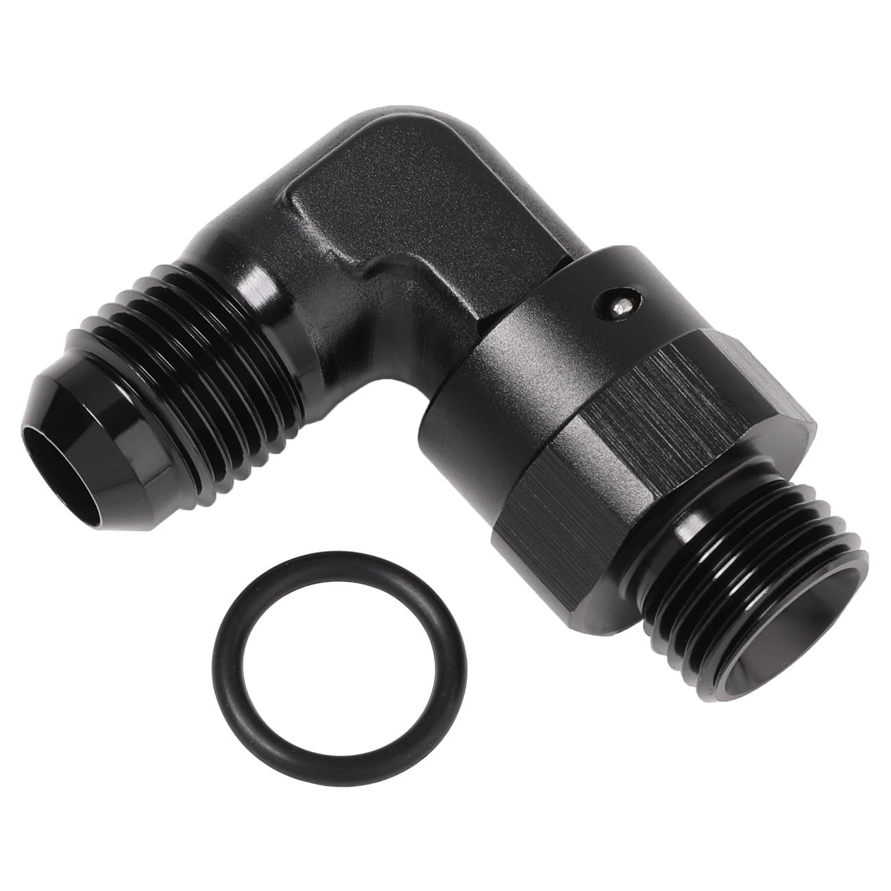 Podavelle 6An Male Flare To 6An -6 Orb O-Ring Boss 90 Degree Swivel Fitting Adapter Aluminum Black