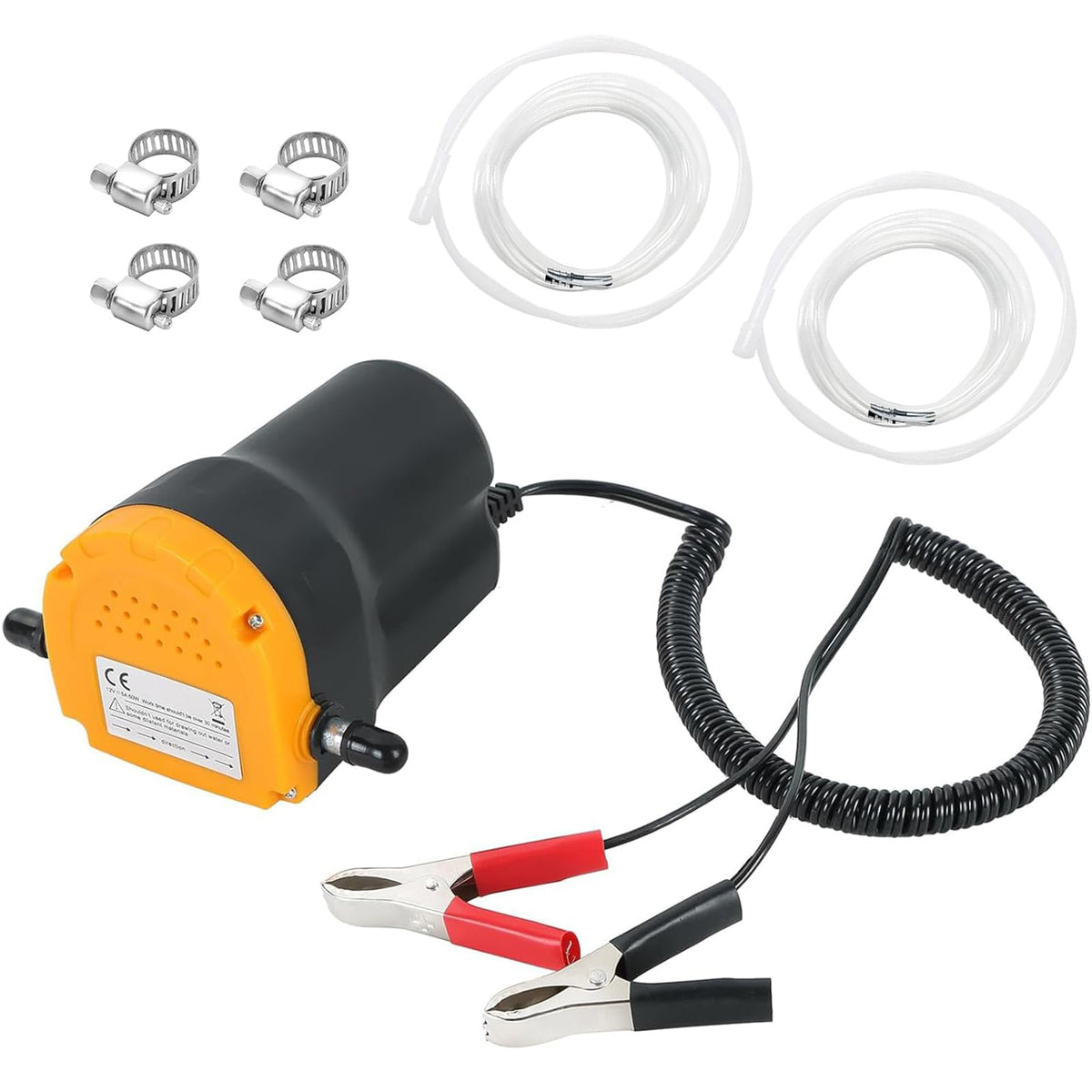 Dasbet 12V 60W Oil Change Pump Extractor, Oil/Diesel Fluid Pump Extractor Scavenge Suction Oil Change Pump Transfer Oil Removal Pump For Oil Change Tubes Truck Rv Boat Atv (Yellow)