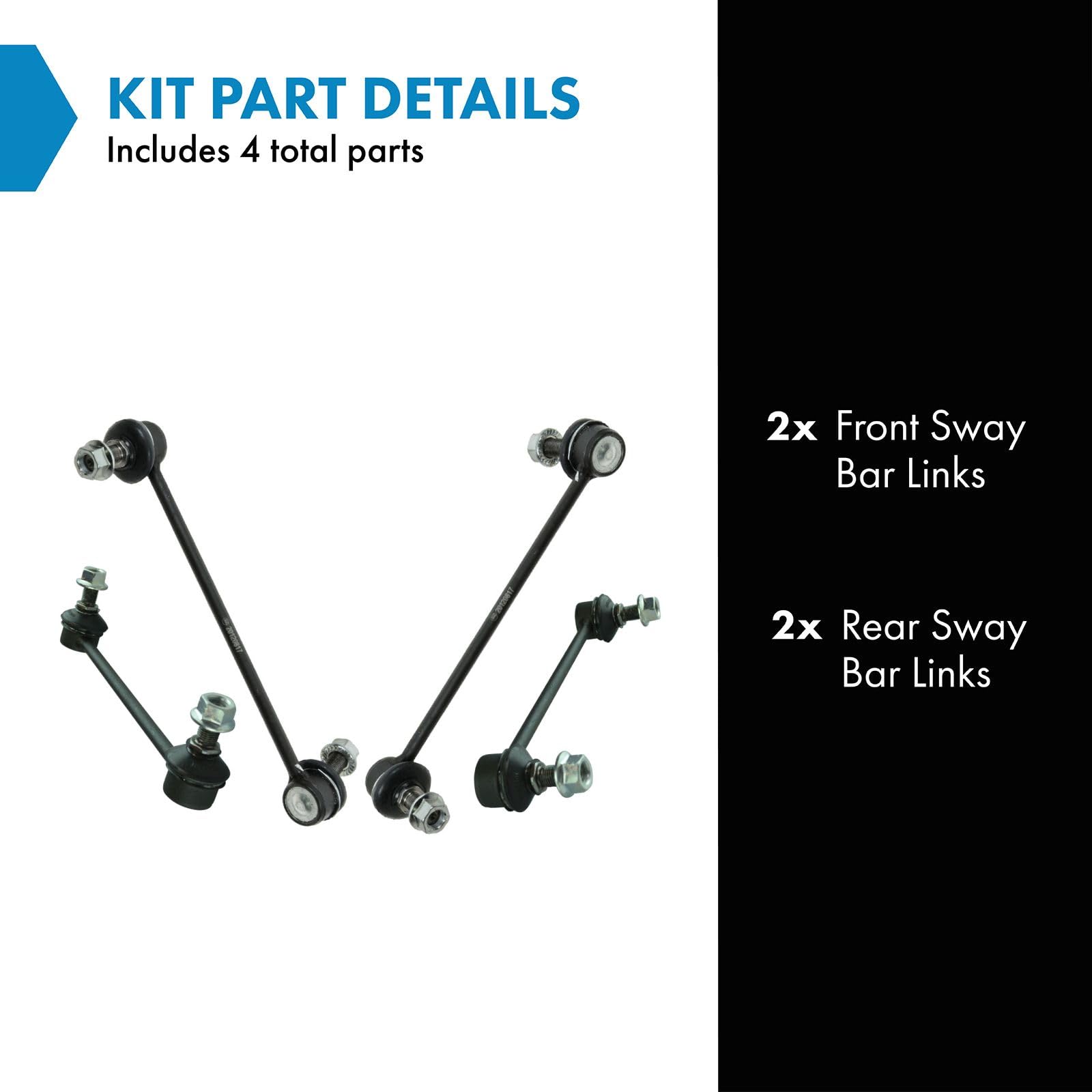 Trq Sway Bar Stabilizer Link Set Front & Rear Compatible With 05-10 Sportage 05-09 Tucson