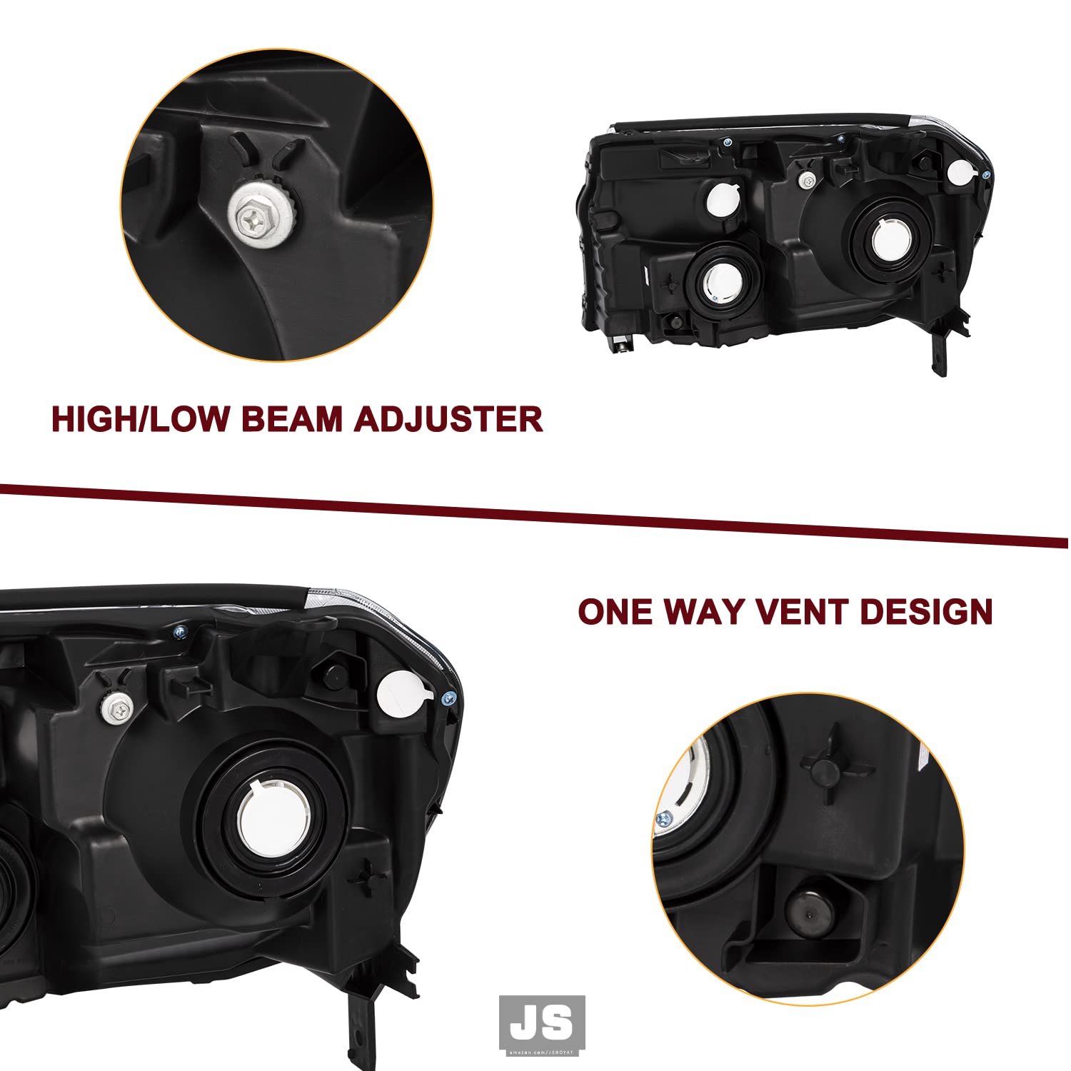 JSBOYAT OEM Headlight Assembly Replacement Pair for 2012-2015 Honda Pilot, Halogen Type, Clear Housing with Amber Reflector, w/o Bulbs