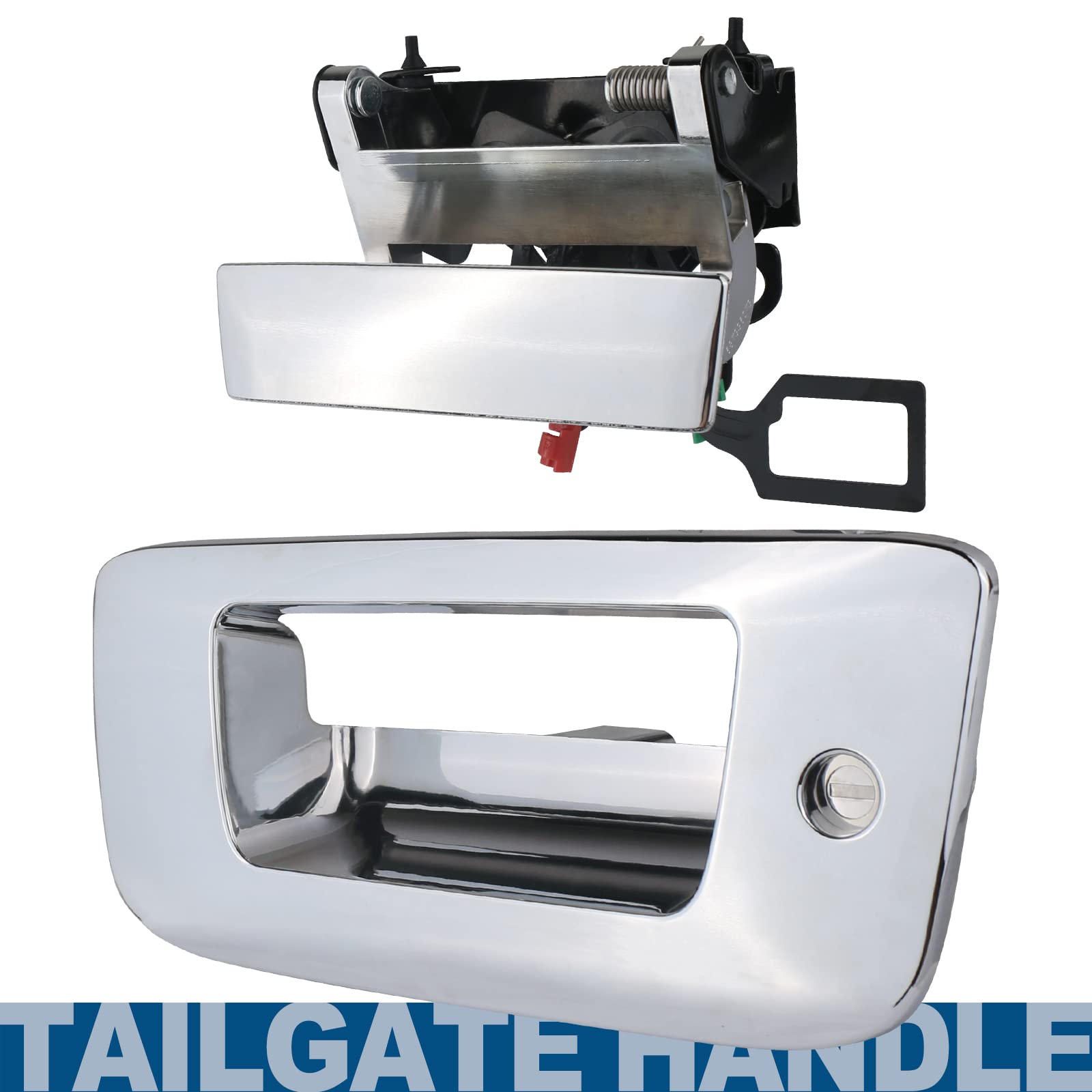 APPERFiT Locking Tailgate Handle Latch w/Bezel & Lock Cylinder & Keys 22755305 Chrome Compatible with 2007-2014 Chevrolet Chevy