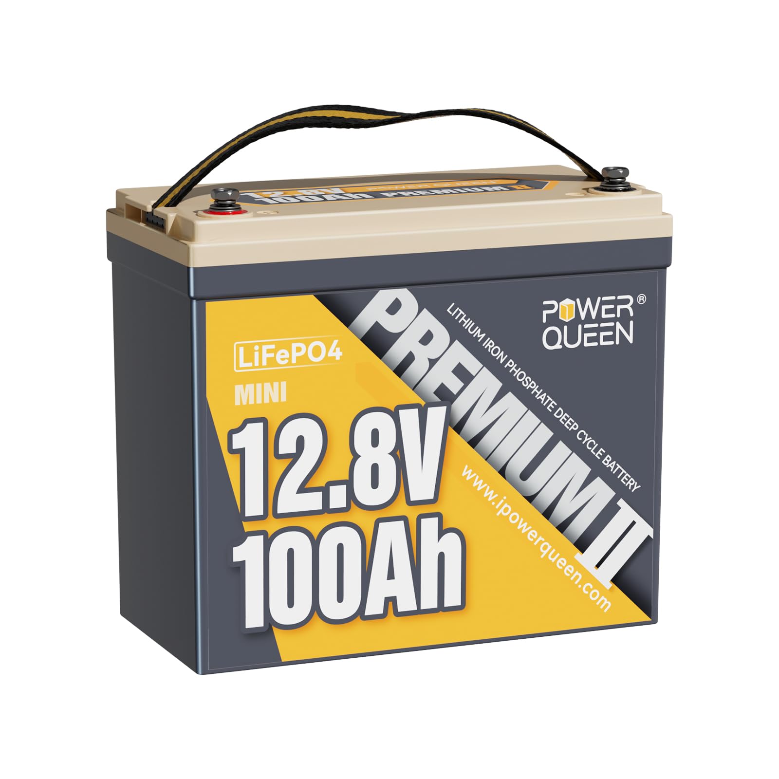 Power Queen 12V 100Ah Mini Lifepo4 Lithium Battery, Deep Cycle Battery With Upgraded 100A Bms, Max 1280W Energy, Up To 15000 Cycles & 10-Year Lifespan For Rv, Solar, Trolling Motor & Camping