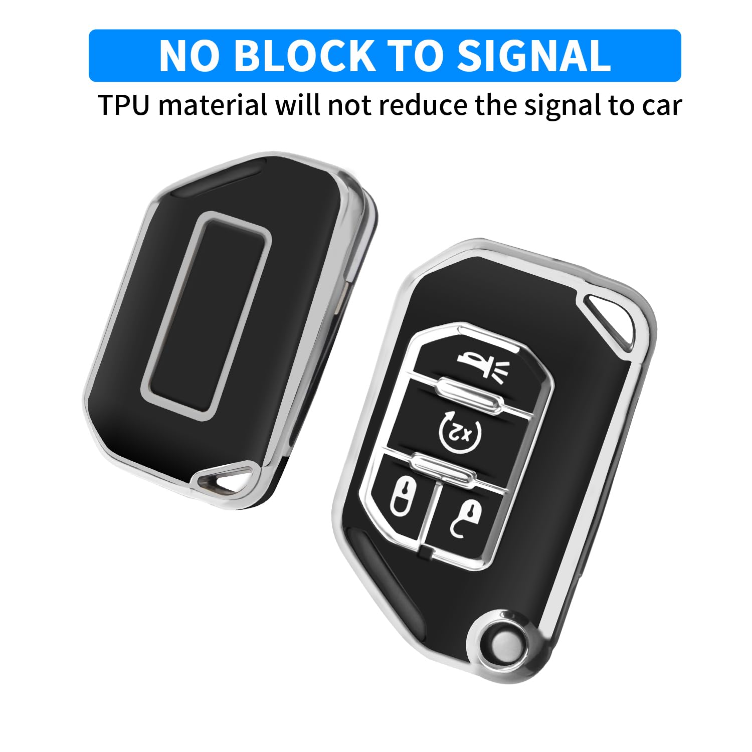 QBUC for Jeep Key Fob Cover,Flip Key Case Protector with Keychain Fit for Jeep Wrangler JLU JL Gladiator Rubicon JT Smart Remote