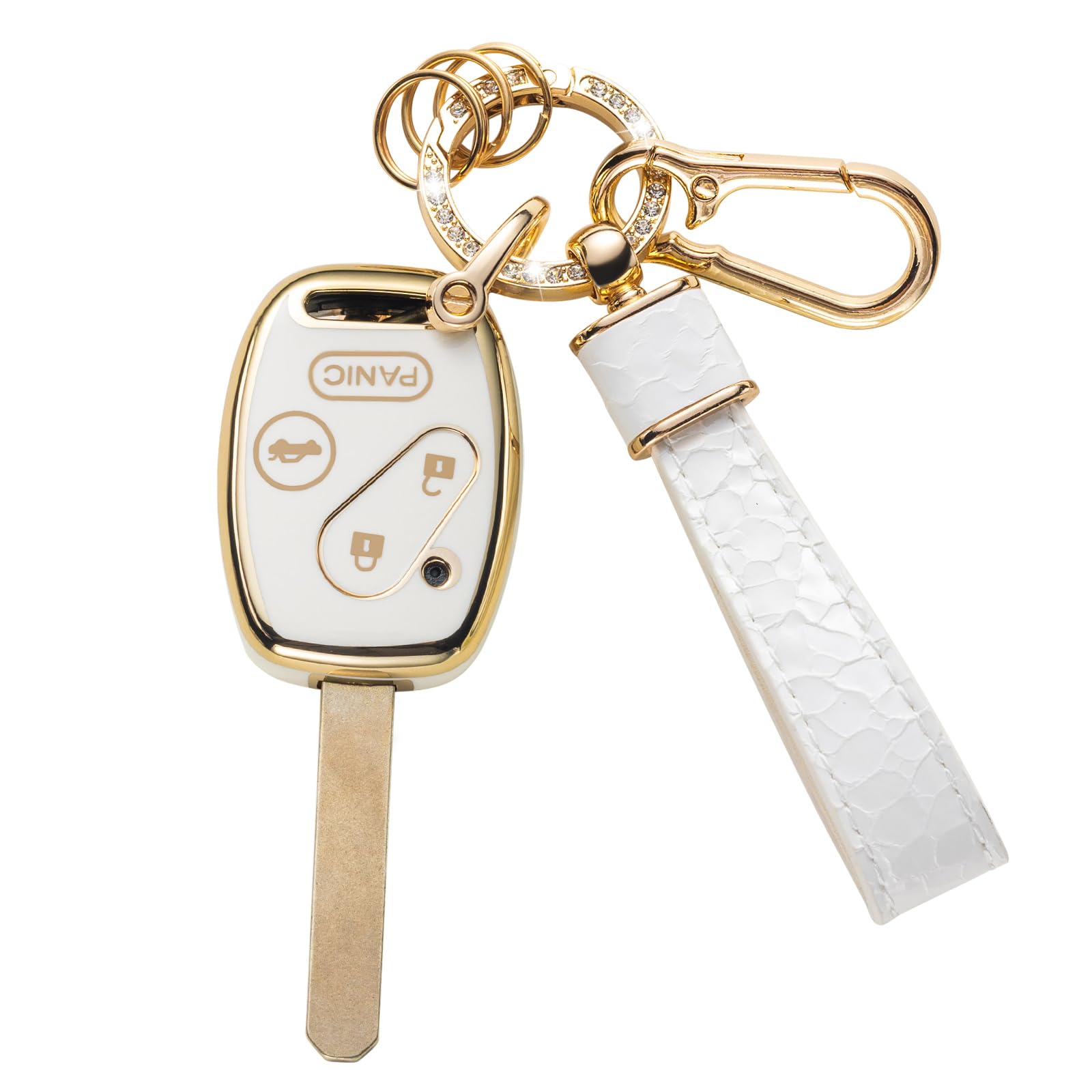 Cacarlike For Honda Key Fob Cover With Honda Keychain, Car Key Fob Case Compatible With Accord Civic Ex Pilot Cr-V Smart Key Pro