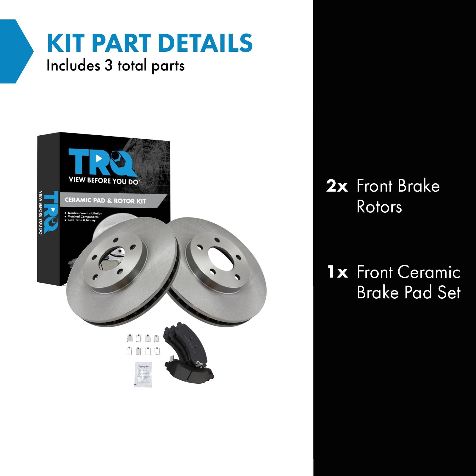 Trq Front Brake Pad & Rotor Kit Brake Pads Brake Rotor Ceramic Compatible With 2002-2006 Buick Rendezvous 2002-2004 Chevrolet Ve