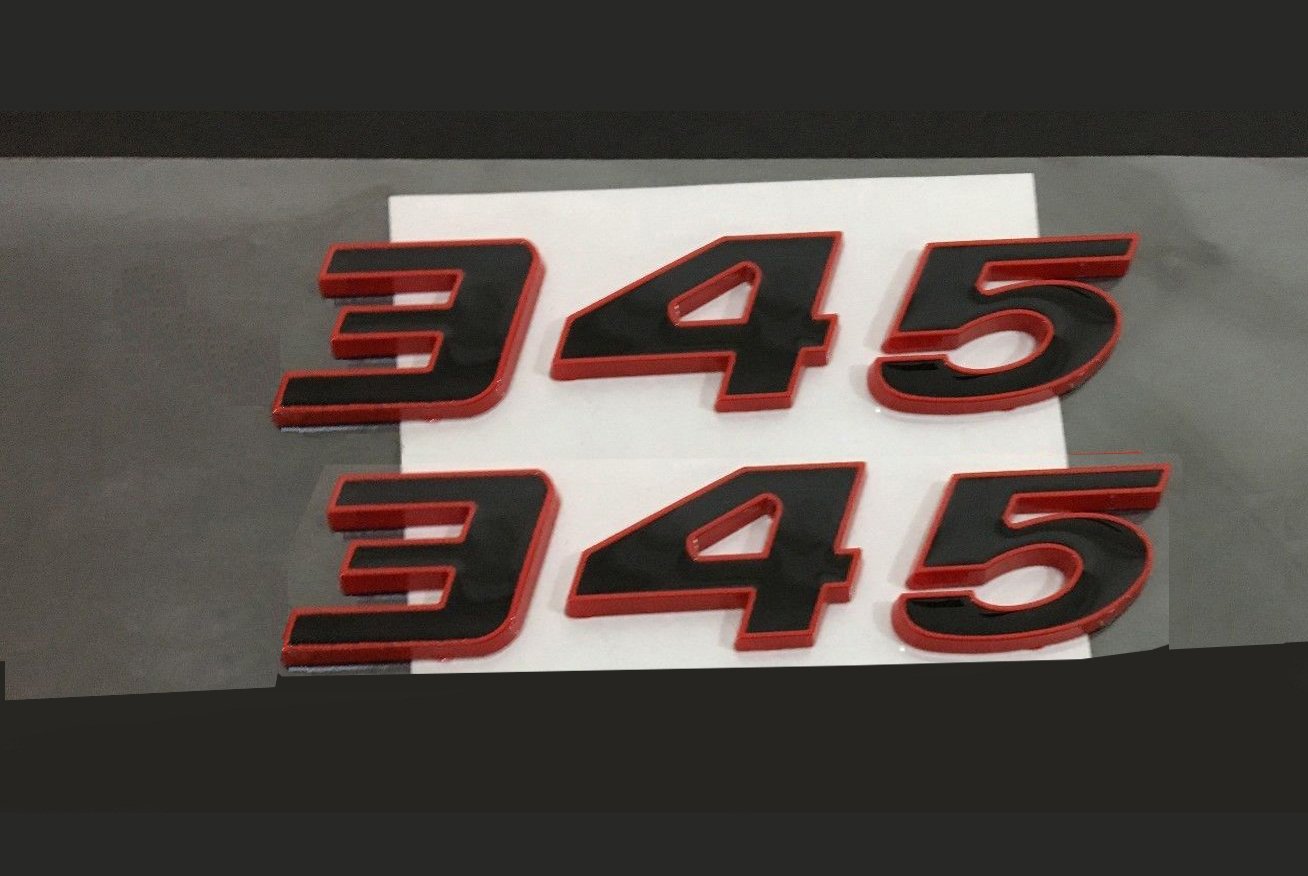 Yoaoo 2Pack Oem Red 345 Emblem Badges 3D Logo Replacement Compatible With 300C Red Frame Red Line