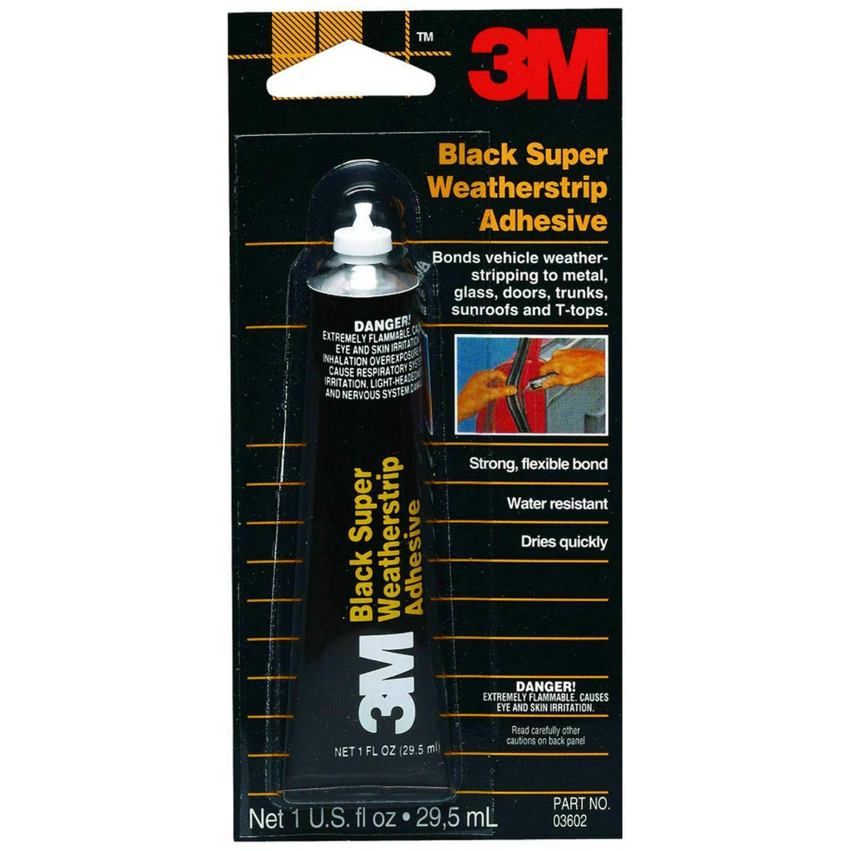 3M 03602 Black Super Weatherstrip Adhesive, 1-oz. - Quantity 6