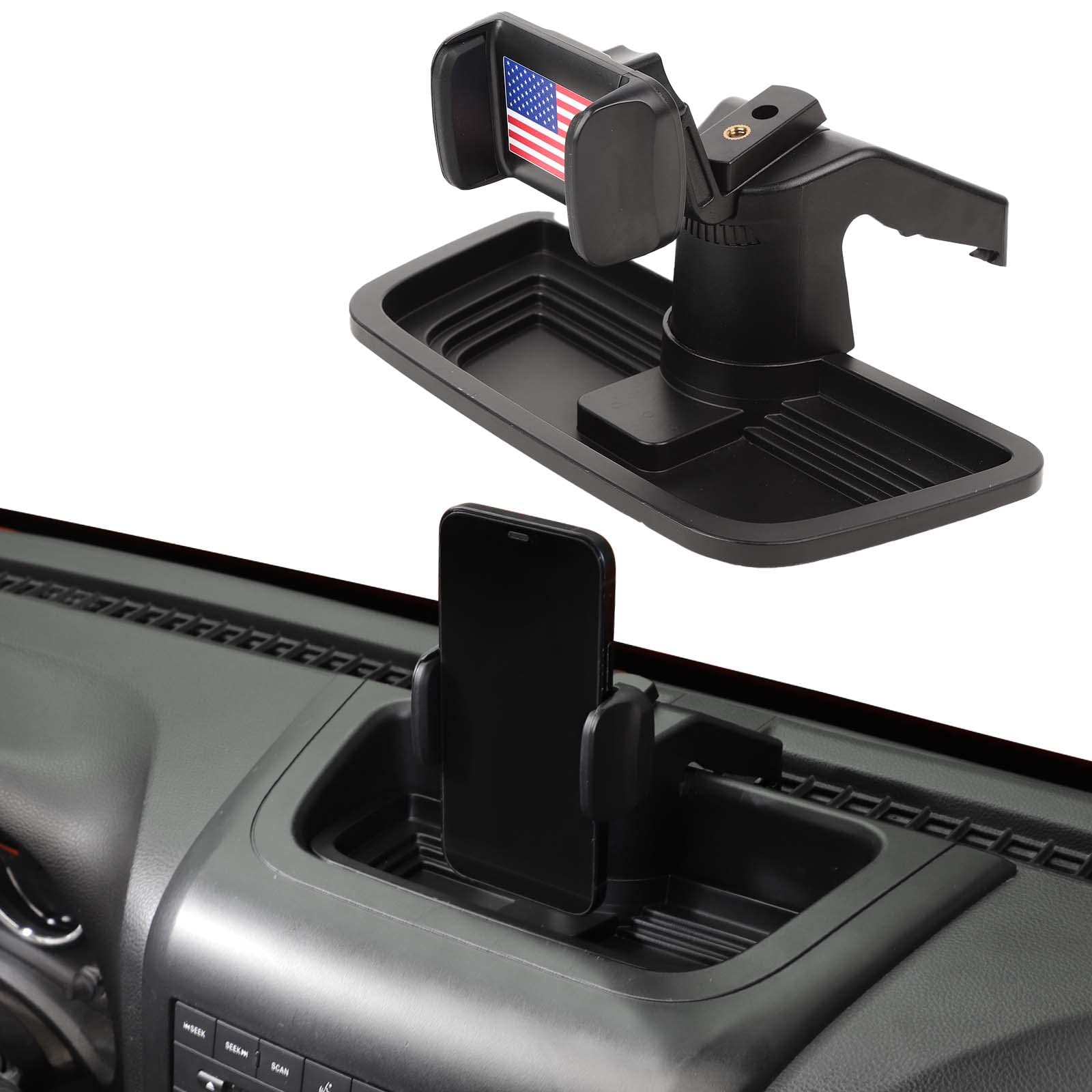 Voodonala for Jeep JK Phone Holder with Storage Cell Phone Dash Multi-Mount for 2011-2018Jeep Wrangler JK JKU, US Flag (Upgraded