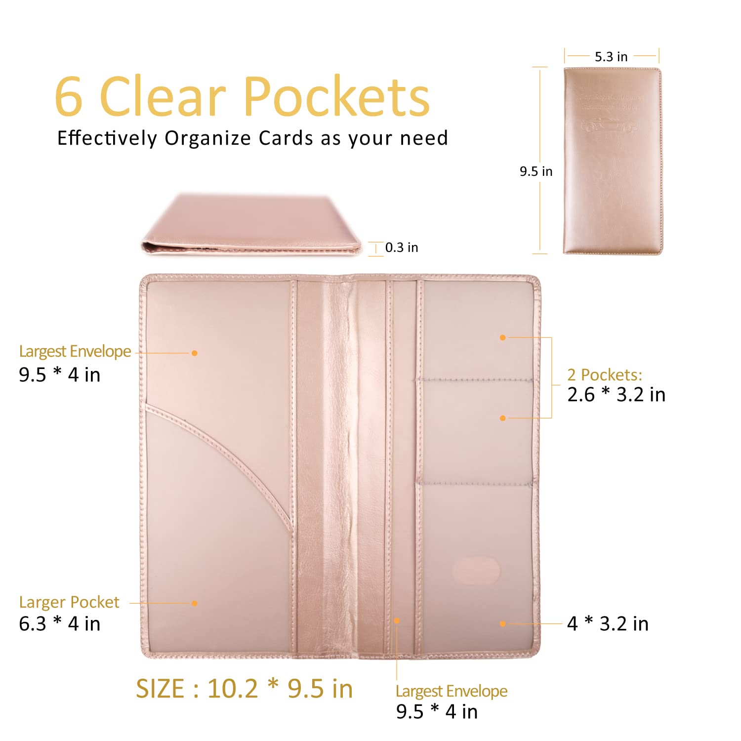 Car Accessories Registration And Insurance Holder,Leather Essential Card Magnetic Shut Wallet Vehicle Glove Box Organizer For Au