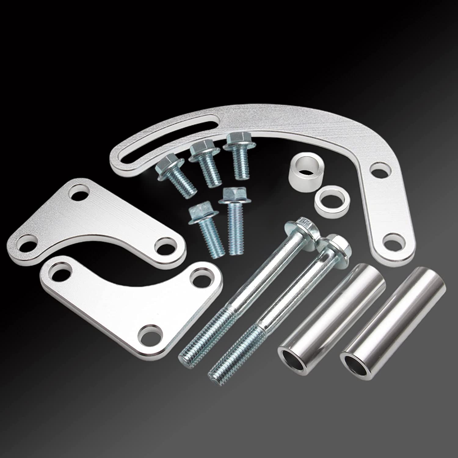 For SBC Power Steering Pump Bracket Adjustable Compatible with Chevy 350 Small Block LWP Long Water Pump