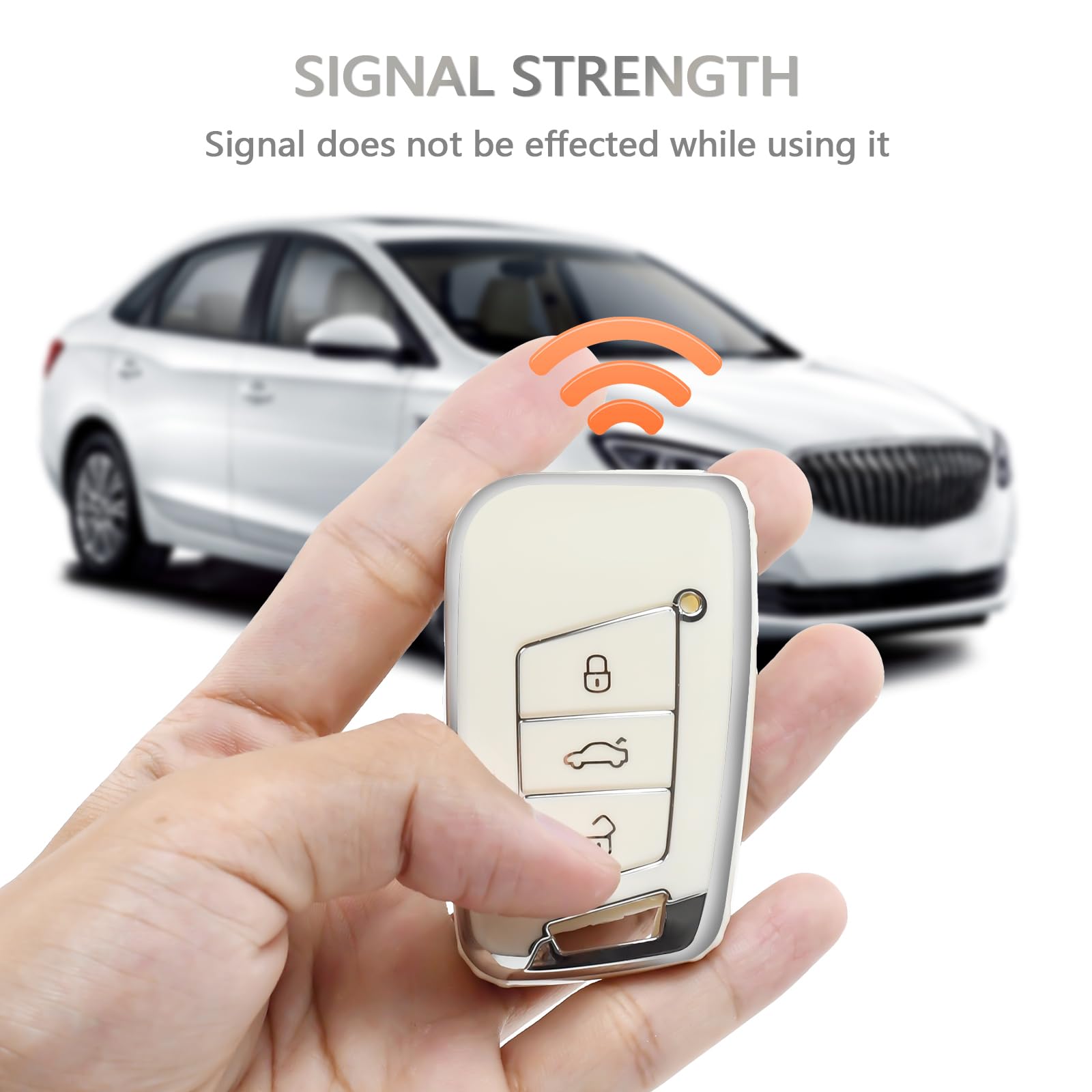 OFFCURVE Key Fob Cover with Keychain for Volkswagen Special Key Fob Case Cover Holder for 2018-2022 VW Atlas Golf Alltrack Atlas