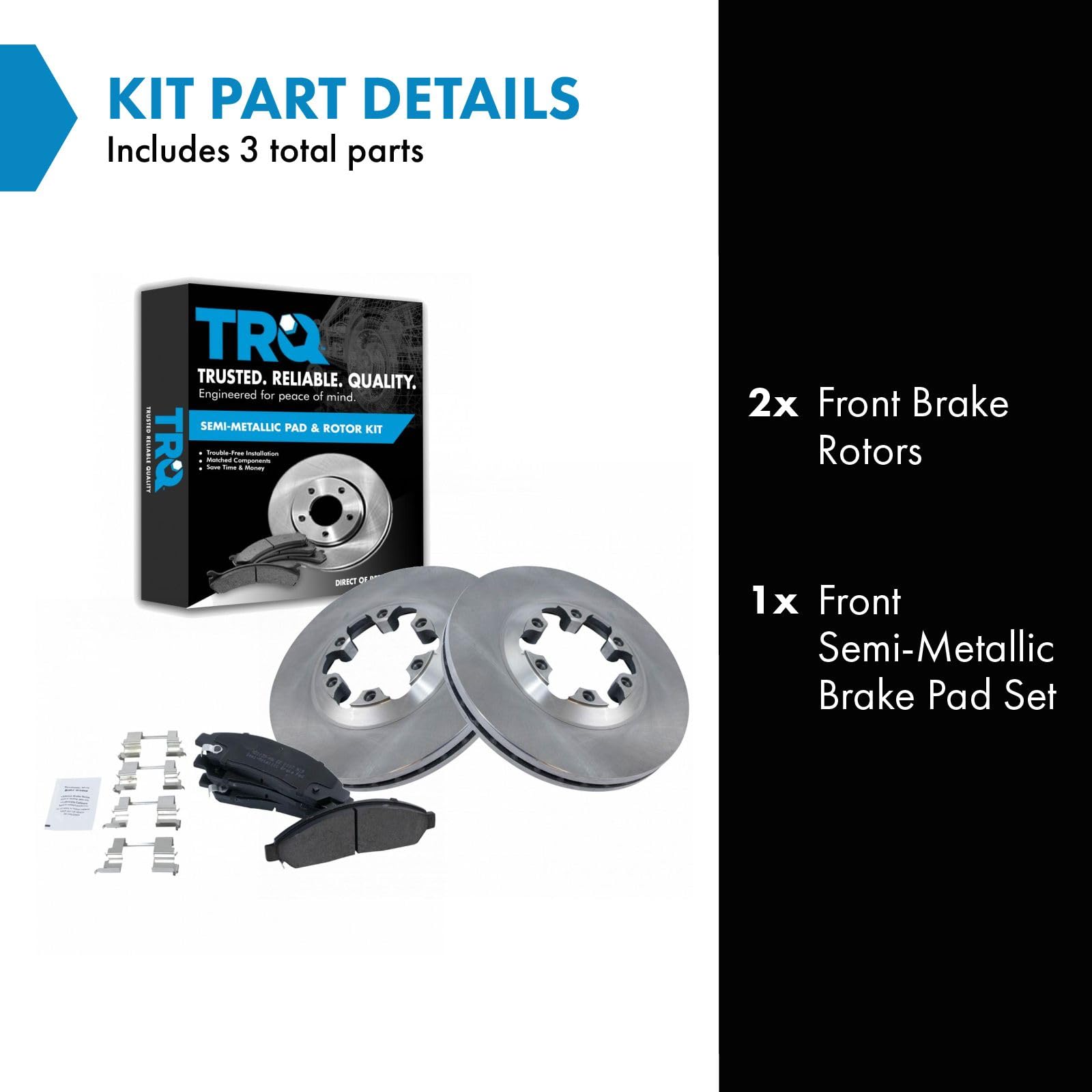 Trq Front Brake Pad & Rotor Kit Brake Pads Brake Rotor Semi-Metallic Compatible With 2004-2008 Chevrolet Colorado Gmc Canyon 200