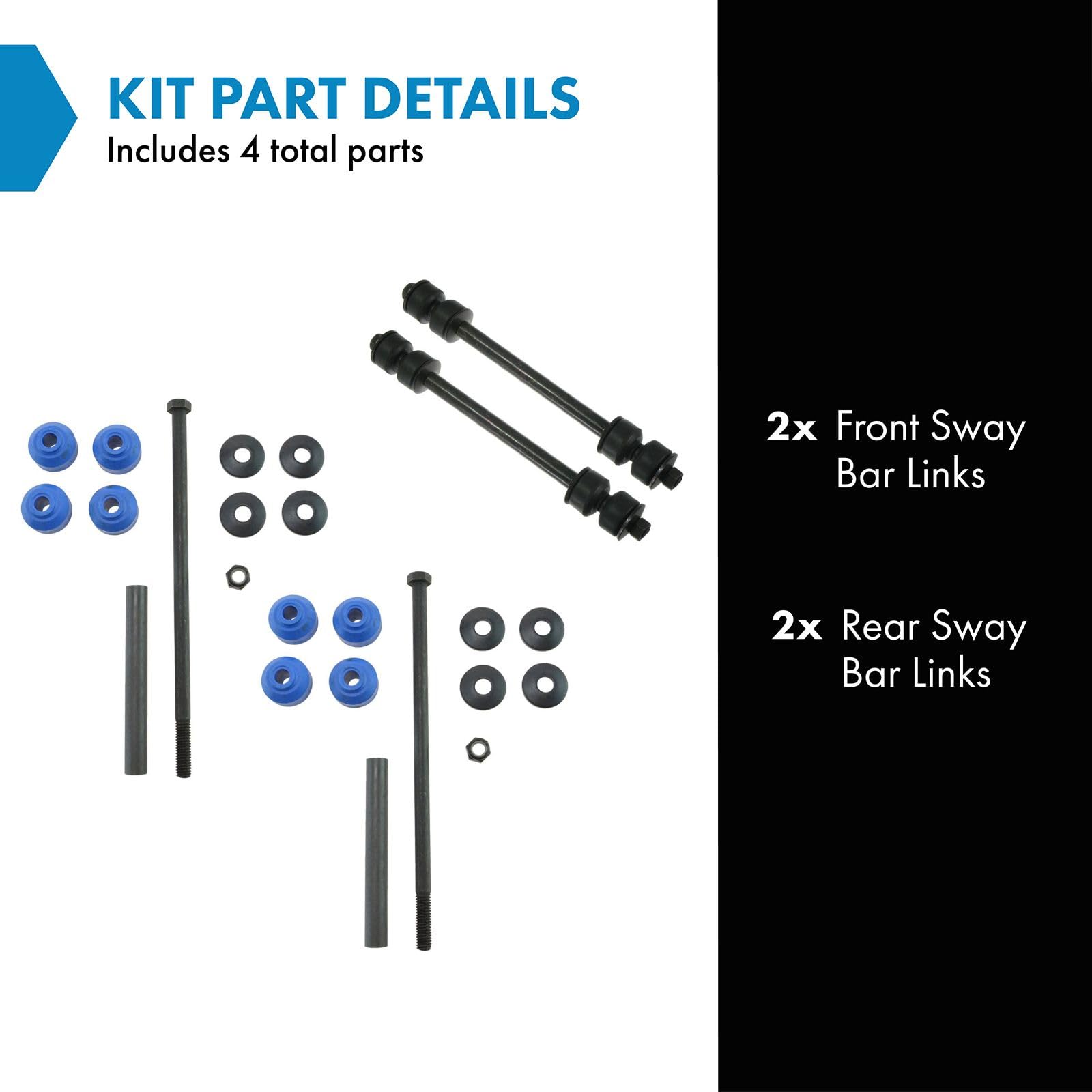 Trq Front & Rear Sway Bar Stabilizer Link Set Compatible With 2006-2010 Ford Explorer 2007-2010 Explorer Sport Trac Mercury Moun