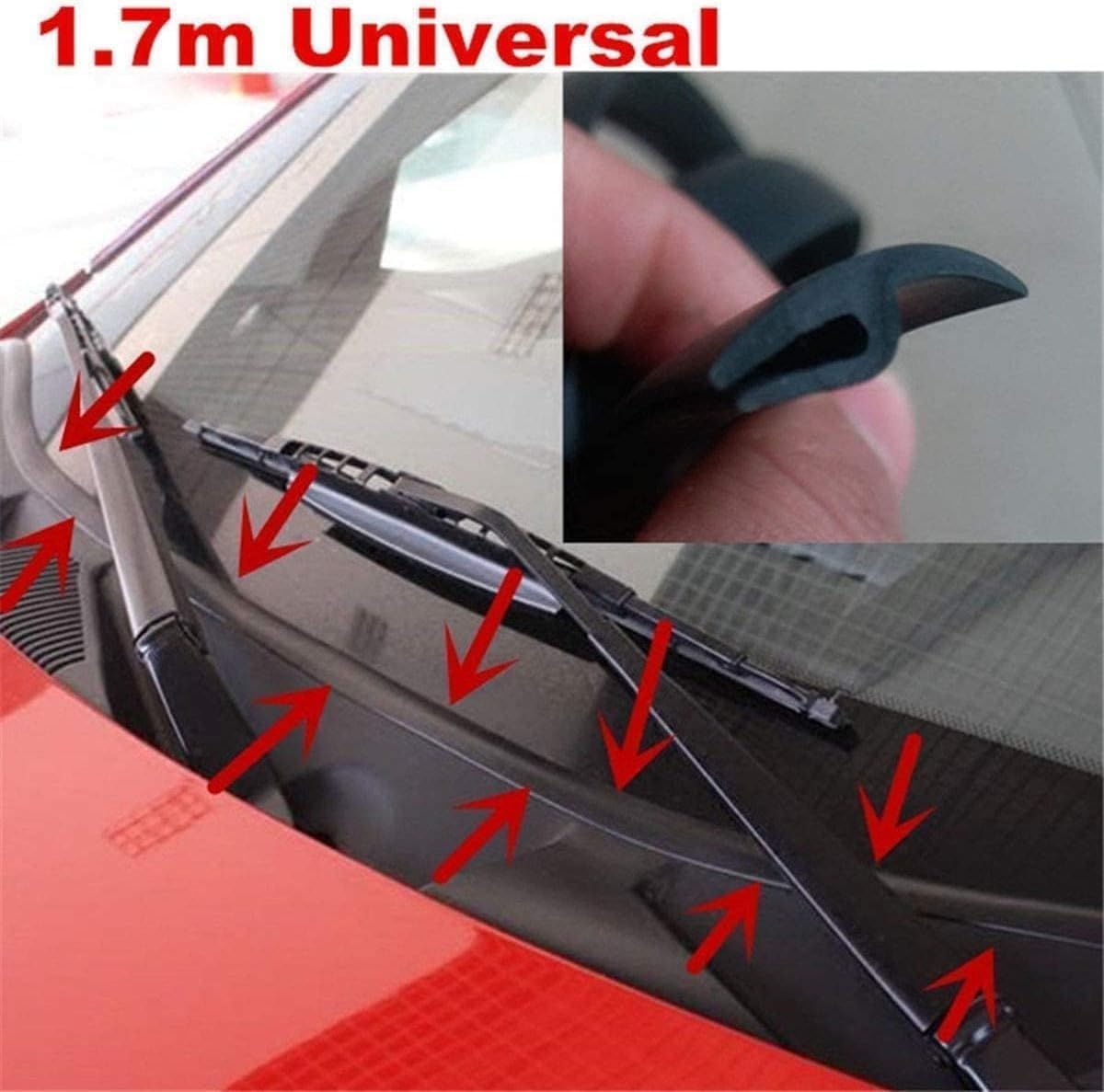 HERCHR Rubber Strip, 1.7M/ 5.6Ft Car Front Windshield Window Seal Strirp Moulding Trim, Black Rubber Seal Car Windshield Window
