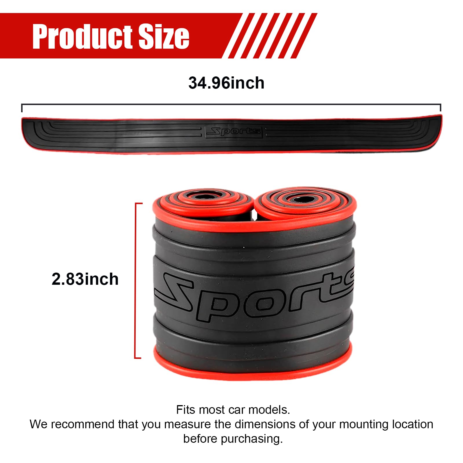 Ziciner Car Rear Bumper Protector Guard, Auto Anti-Scratch Collosion Rubber Trunk Door Entry Guards, Non-Slip Vehicle Bumper Pro