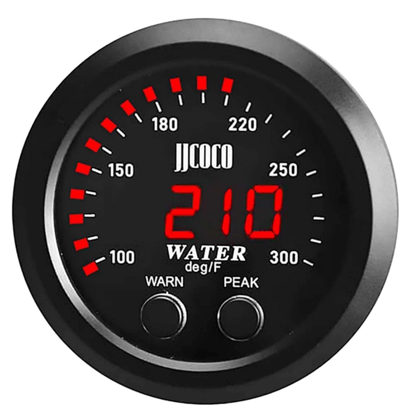 ZHSYMX Universal 52mm Water Temperature Gauge with Alarm and 1/8 NPT Sensor Car Digital Meter Red Display Temp 100-300F(38-150C)