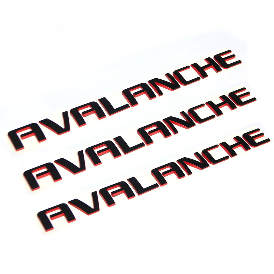 Yoaoo 3Pack Oem Nameplate Redline Avalanche Letter Emblem 3D Badge Compatible With Avalanche Original Red Line