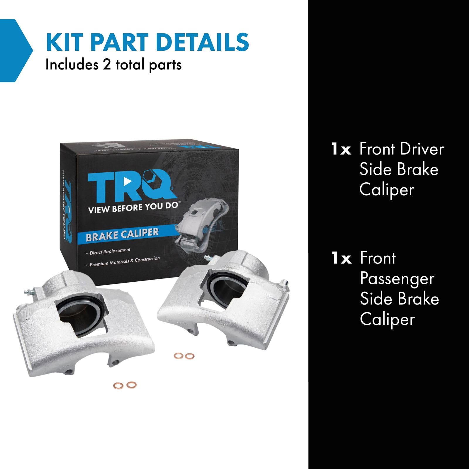 Trq Front Brake Caliper Set Compatible With 1990-2000 Chevrolet C3500 2001-2002 Express 2500 1996-2002 Express 3500 K3500 1994-1