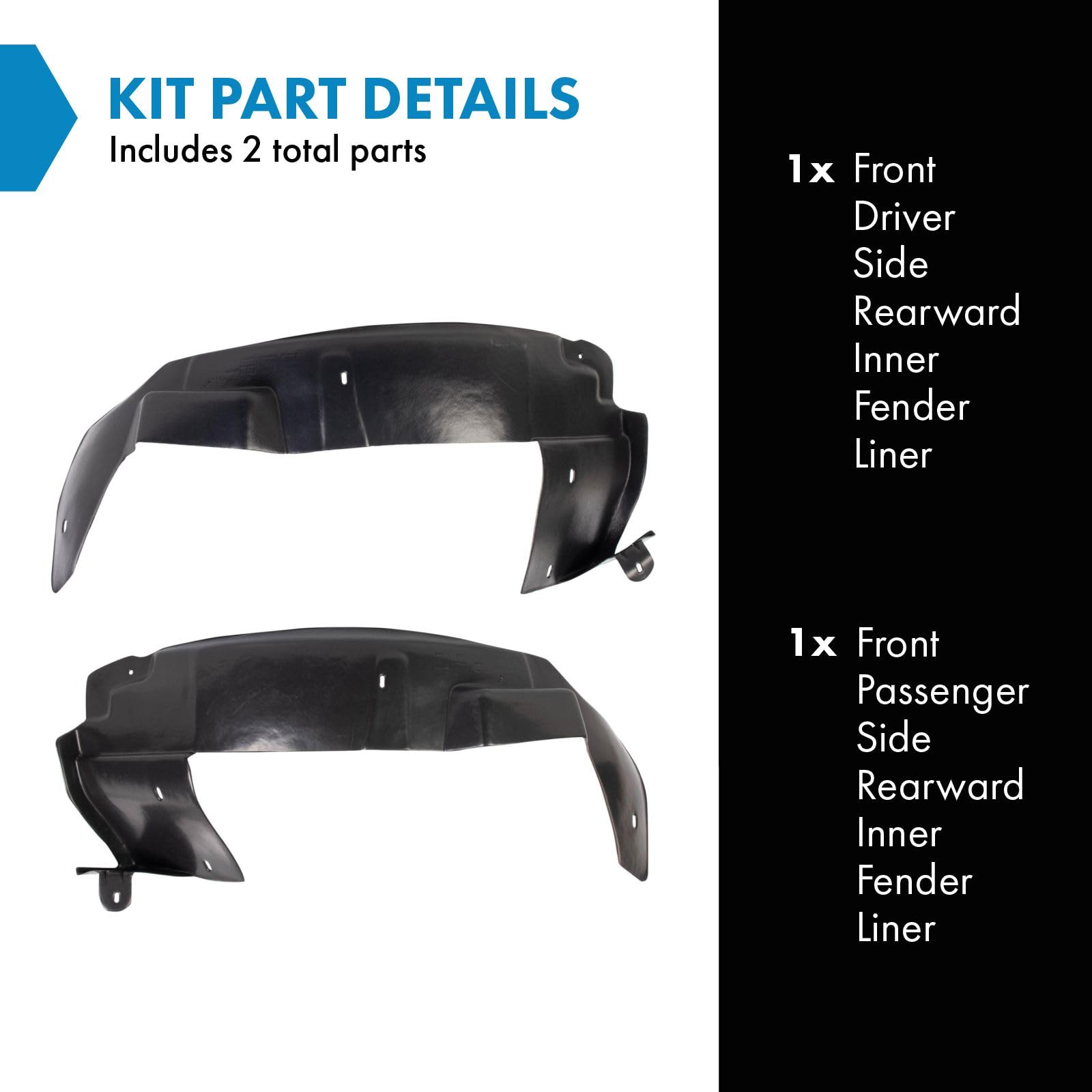 Trq Front Inner Fender Liner Set Compatible With 2003-2007 Cadillac Cts