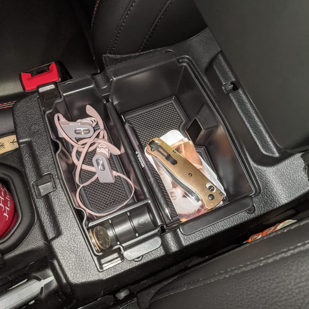 EDBETOS Center Console Organizer Tray for Jeep Wrangler JL/JLU 2018-2023 & Gladiator JT 2020-2023 - Black Armrest Accessory, Won't Cover Light