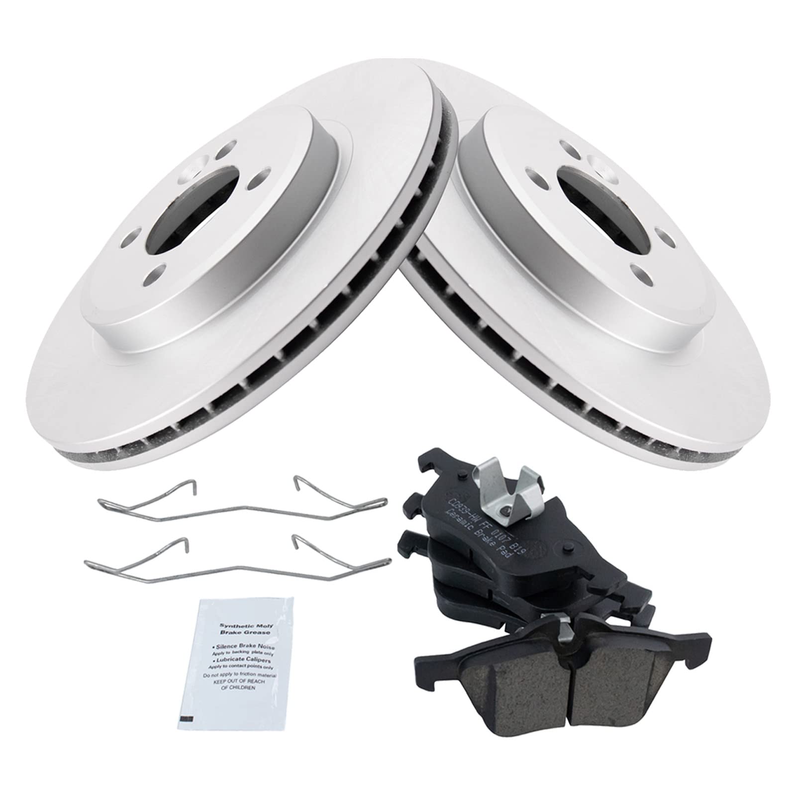 Trq Front Brake Pad & Rotor Kit Brake Pads Brake Rotor Ceramic Premium G-Coated Compatible With 2002-2006 Mini Cooper