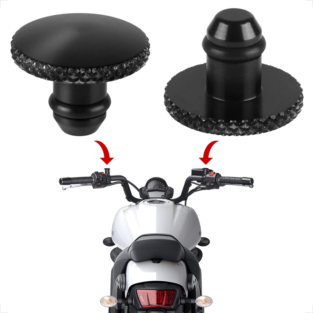 Evermotor 2Pcs Universal Motorcycle M8 6065-T6 Cnc Aluminum Anodic Oxidation Motorcycle Mirror Blind Plug Covering Screws Thread Blanking Mirror Hole Plugs Hole Caps With Embossing A