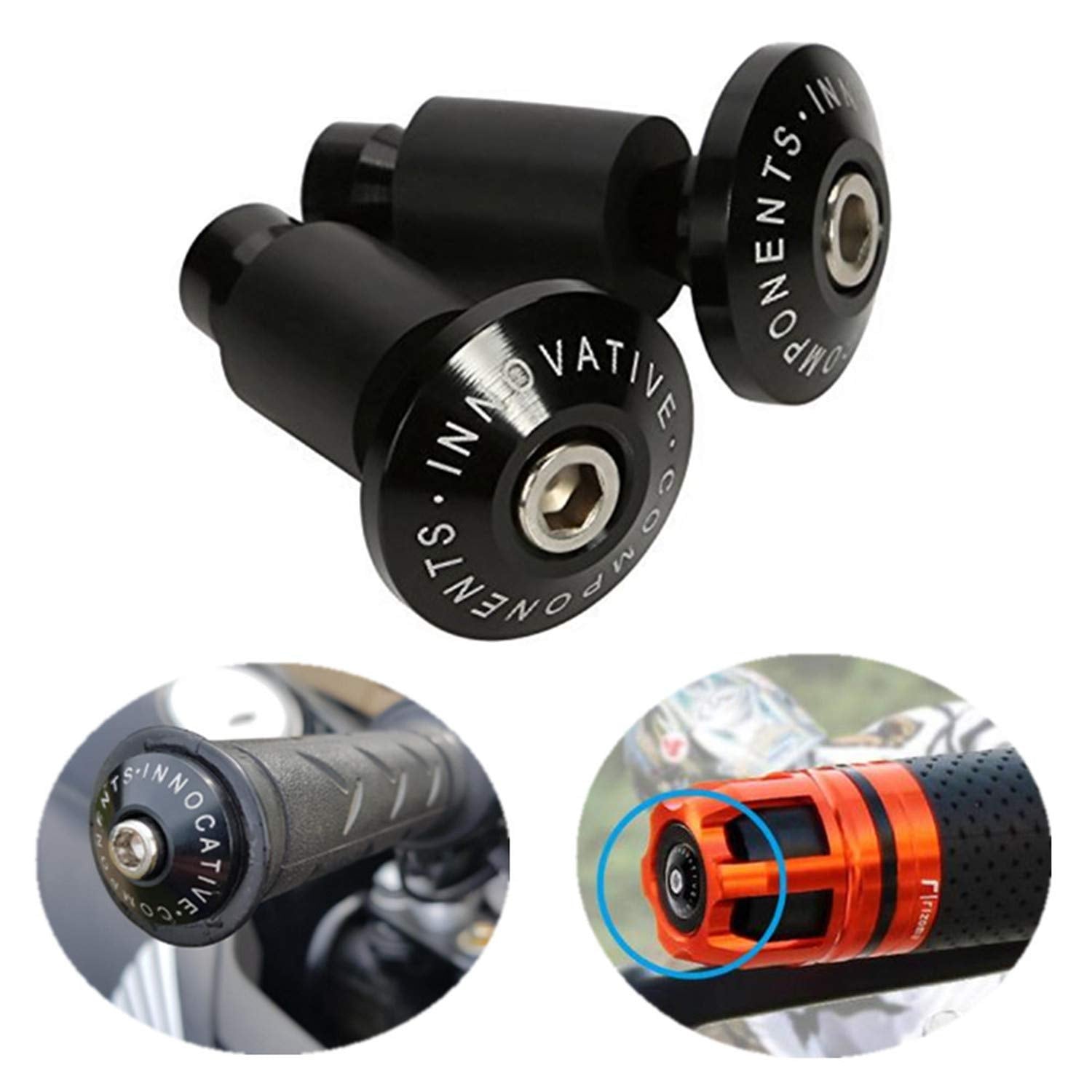 Cicmod Universal Motorcycle Street Bike 7/8' Handlebar Grips Bar End Plugs (Black) For Kawasaki Suzuki Yamaha Ducati Triuph