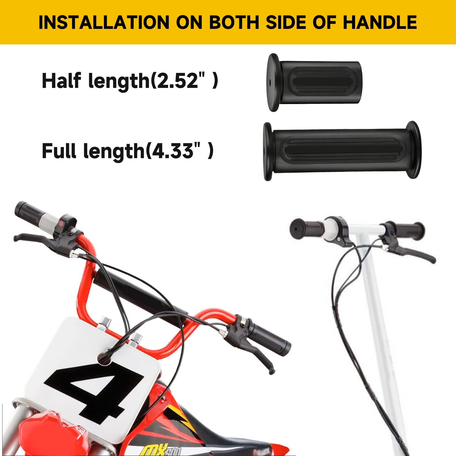 Hiaors Handlebar Grips Replacement For Razor Mx650 Mx500 Mx350 Dirt Bike E100 E200 E300 Electric Scooter Pocket Mod Dirt Rocket Quad 500 4 Wheeler Rsf650 Off Road Motocross Mini Pocket Bike Parts