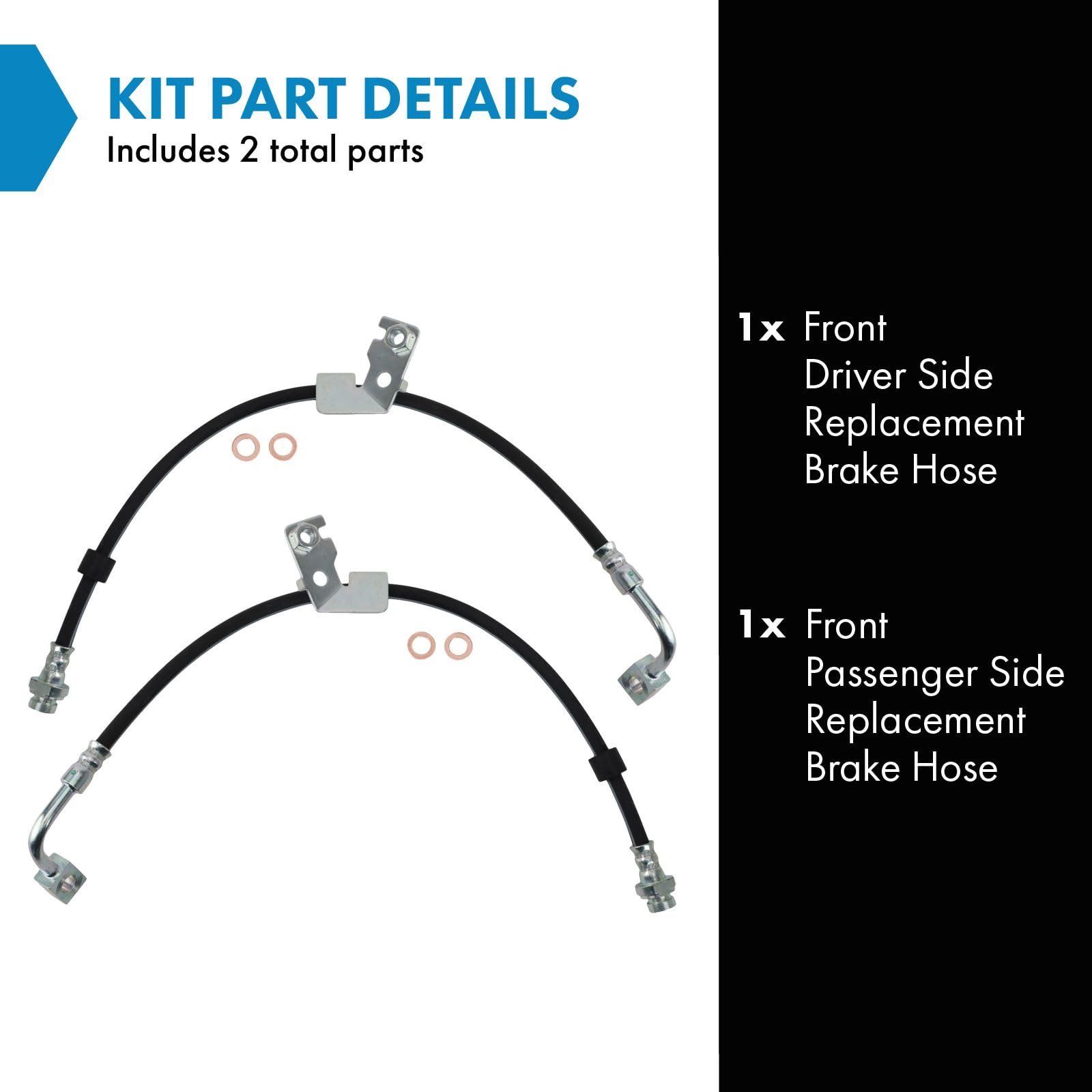 Trq Front Brake Hose Set Compatible With 2009-2020 Dodge Journey