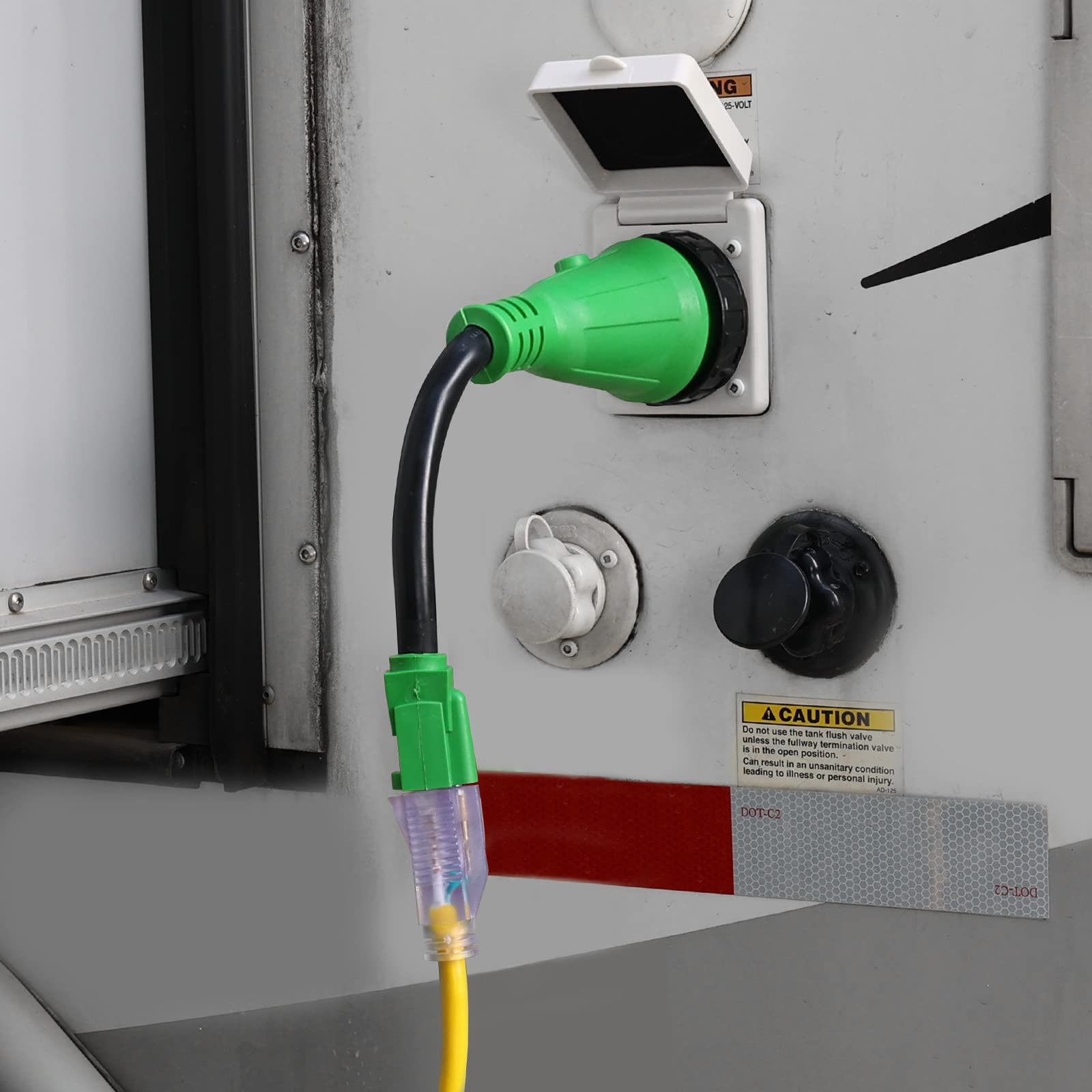 Rvguard 50 Amp To 110 Volt Rv Adapter Cord With Locking Connector 12 Inch, Nema 5-15P To Nema Ss2-50R Electrical Power Adapter W