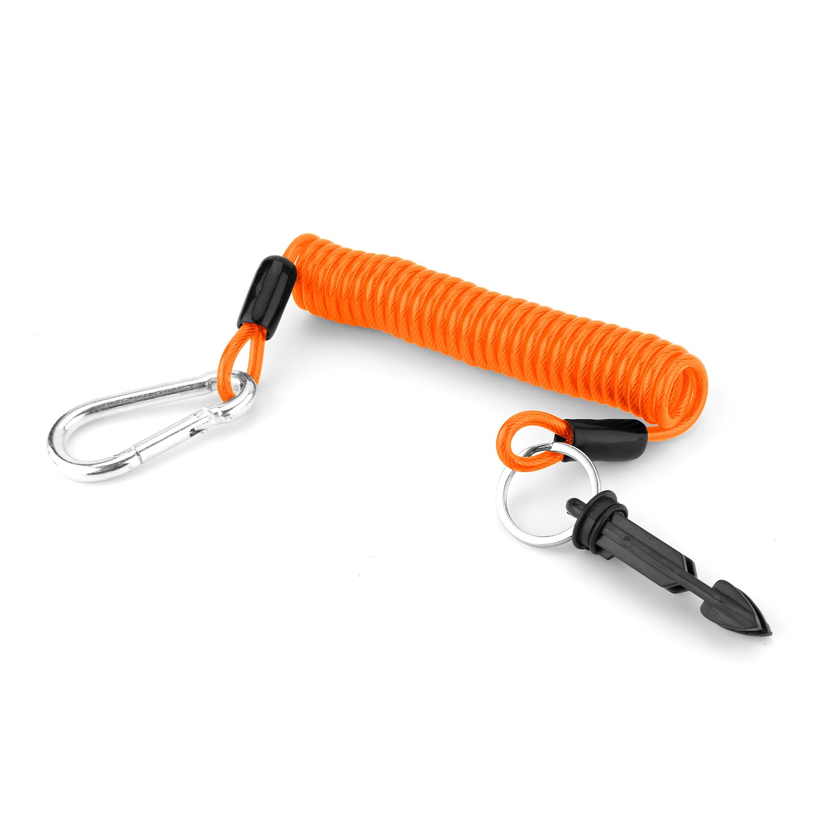 6 Ft Trailer Breakaway Cable, Heavy Duty Emergency Brake Safety Cable with Pin and Carabiner, High Elasticity Coiled Wire for RV