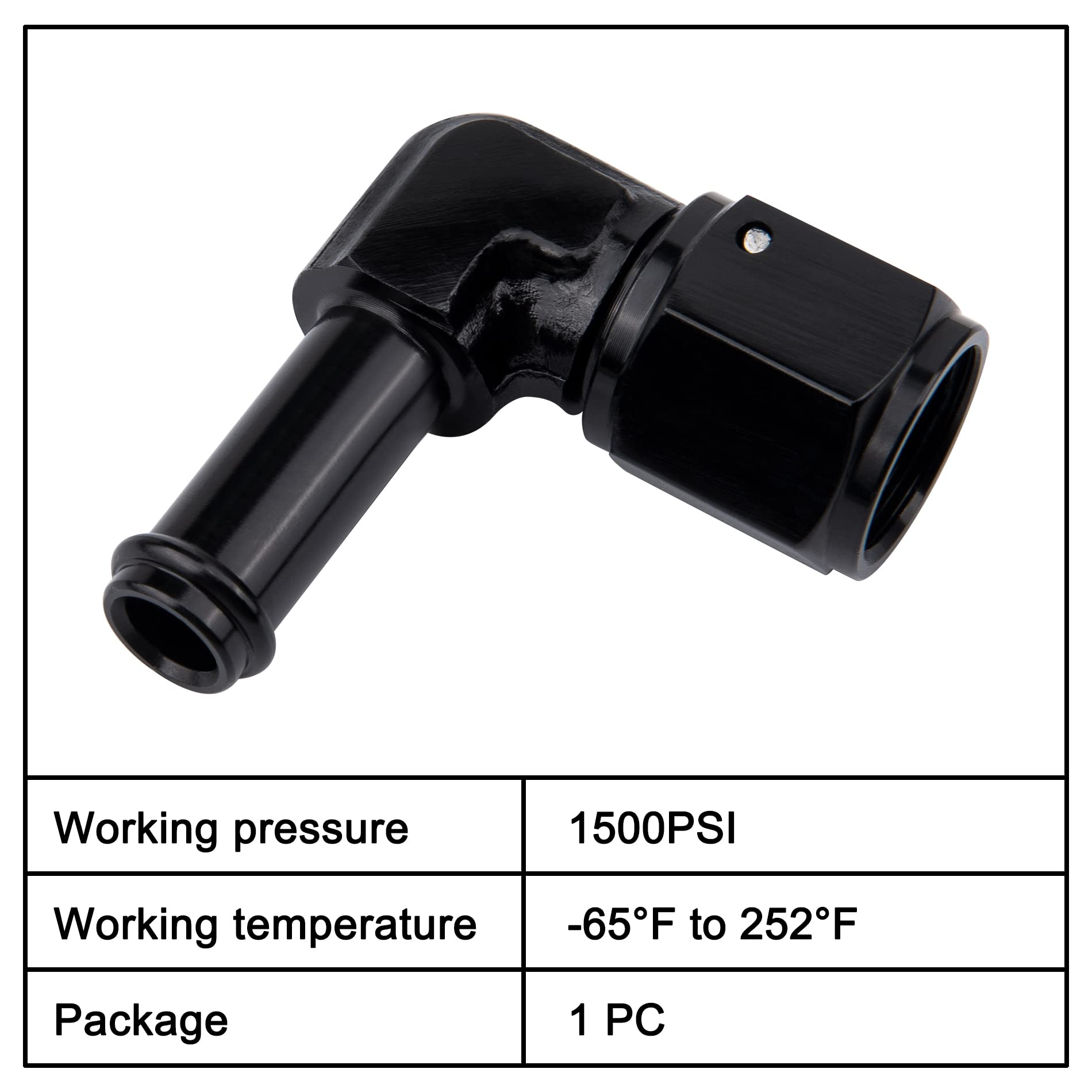 EVIL ENERGY 6AN Female to 3/8 '' Barb Hose Fitting 90 Degree Swivel