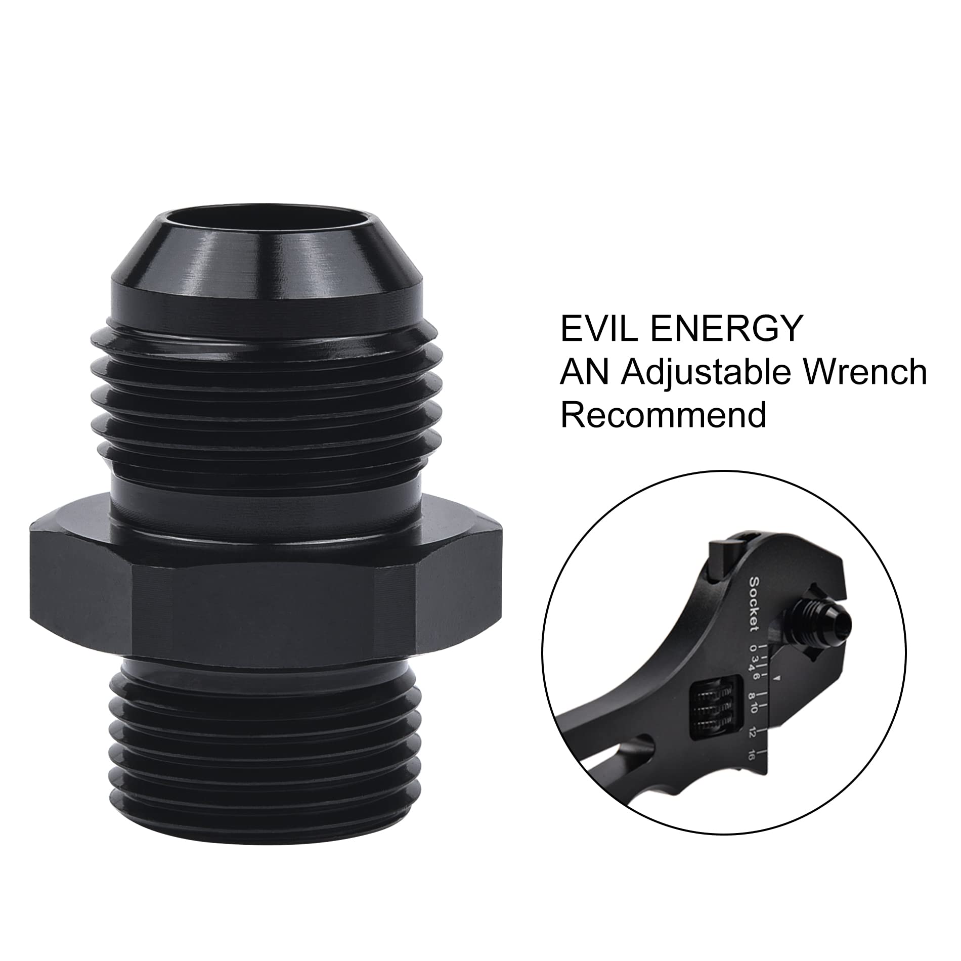 Evil Energy 10An Male Flare To M20 X 1.5Mm Male Metric Fitting Adapter Aluminium Alloy 2Pcs
