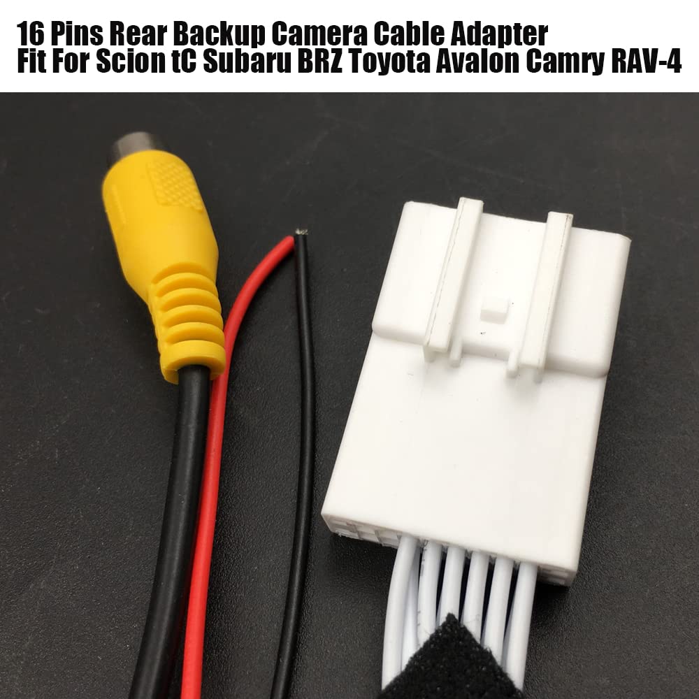 16 Pins Reverse Backup Rear View Camera Harness Adapter Connector Compatible With Toyota Prius Scion Xd Xb