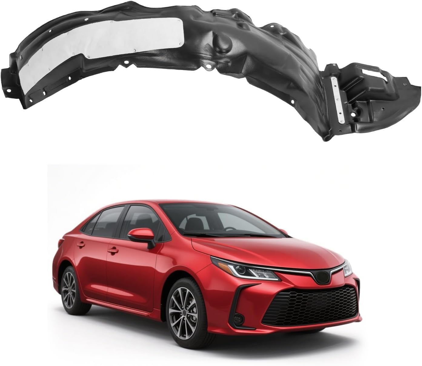 ECOTRIC Front Right Fender Liner Compatible with 2017-2019 Toyota Corolla W/Insulation Foam Replacement for 5387502610 TO1249210