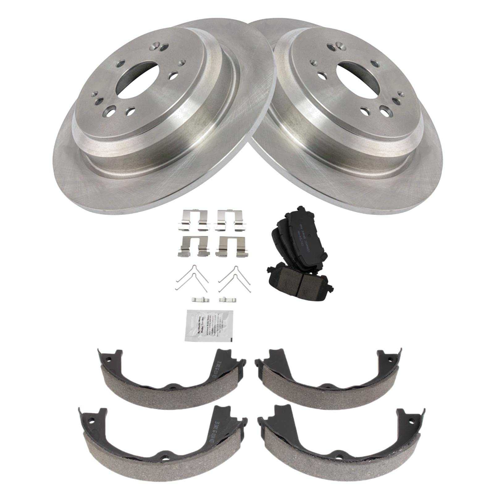 Trq Rear Ceramic Brake Pad & Rotor Kit Compatible With 2014-2016 Acura Mdx