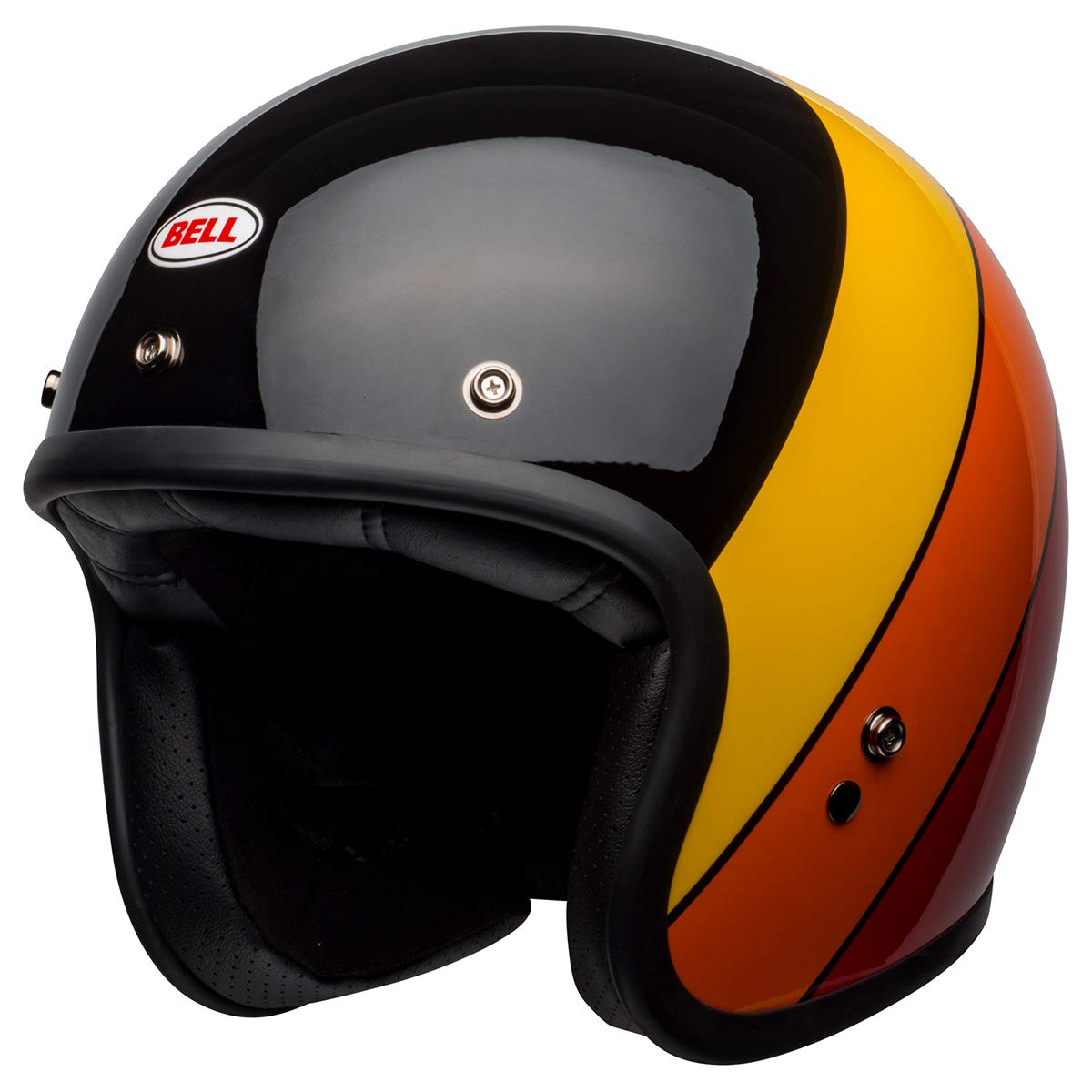 Bell Custom 500 Open-Face Motorcycle Helmet (Riff Gloss Black/Yellow/Orange/Red - Small)