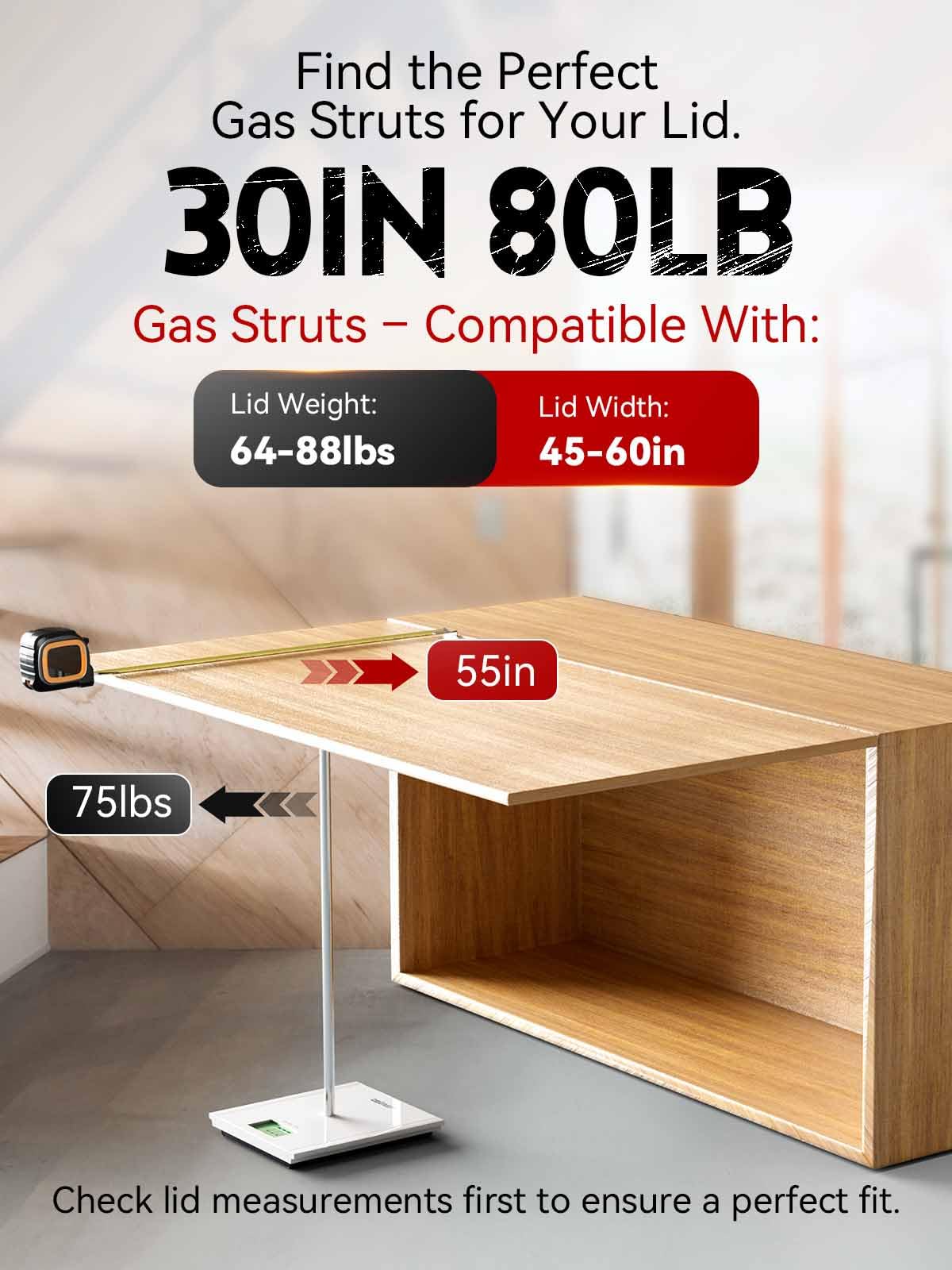 Vepagoo 30 Inch Gas Struts 80Lb/356N Shock With Mounting Brackets, Lift Supports For Rv Bed Storage Travel Trailer Truck Bed Cov