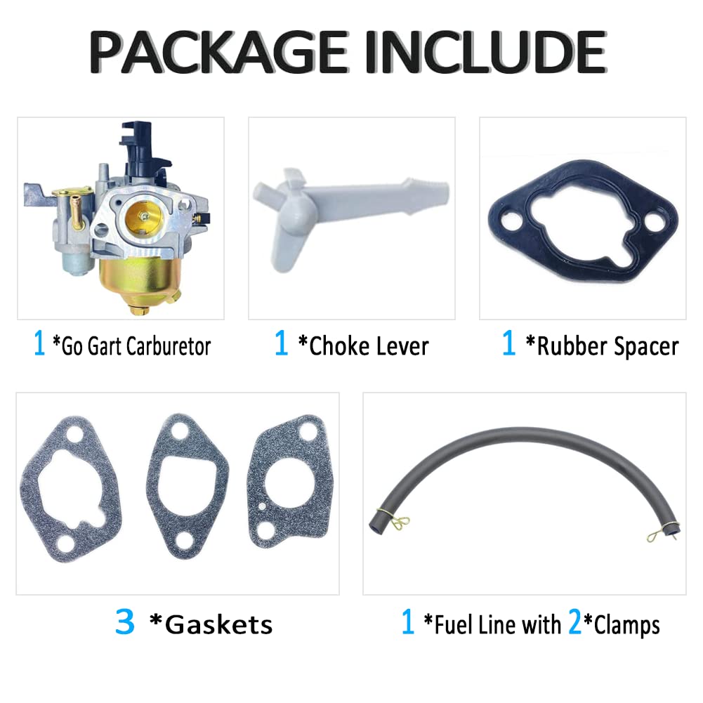 Qymoto Carburetor For Coleman Kt196 With Gaskets 6.5Hp 5.5Hp 196Cc Go Kart Carburetor Huayi Carburetor Ohv Engine Go Kart Carb