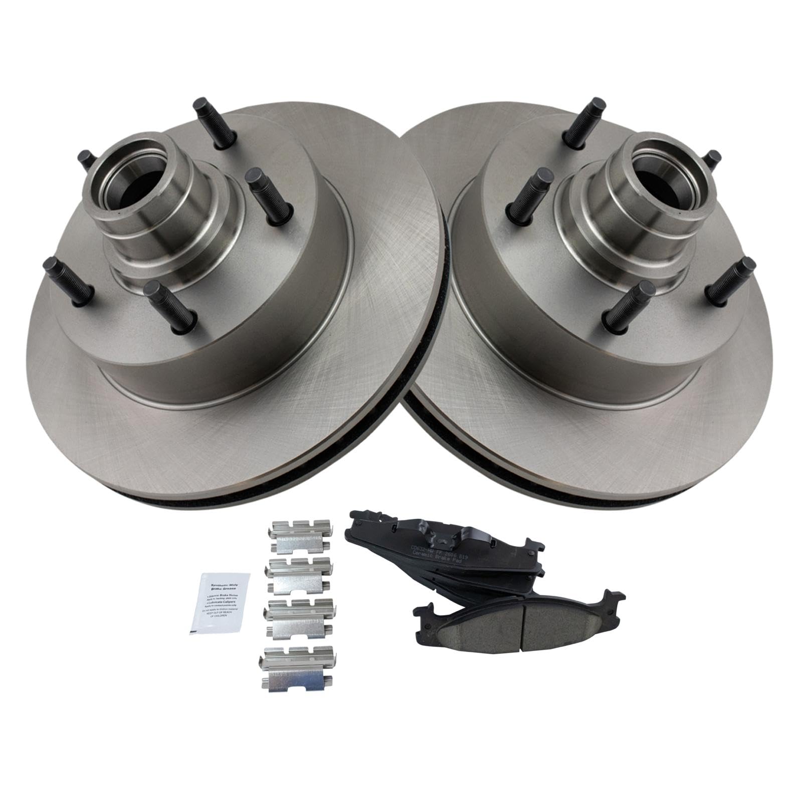 Trq Front Brake Pad & Rotor Kit Brake Pads Brake Rotor Ceramic Compatible With 2003 Ford E-150 E-150 Club Wagon 1994-2002 E-150