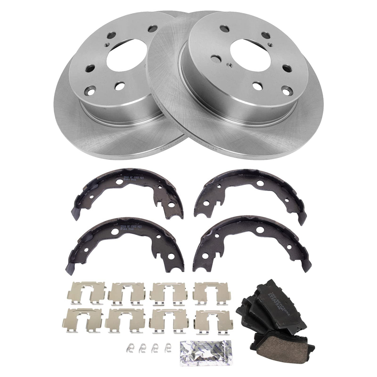 Trq Rear Brake Pad & Rotor Kit Brake Pads Brake Rotor Parking Brake Shoe Set Ceramic Compatible With 2010-2012 Lexus Hs250H 2006