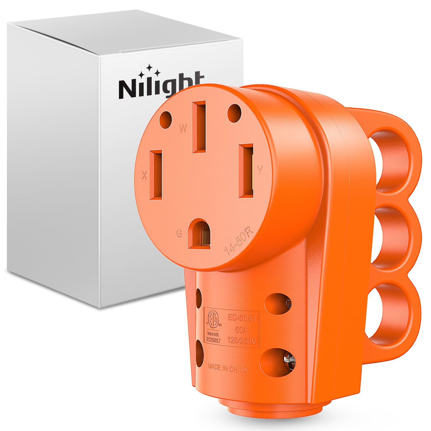 Nilight 50 Amp Rv Replacement Plug Receptacle 125/250 Volt Heavy Duty Female With Handle Etl Listed Nema 14-50R For Camper Carav