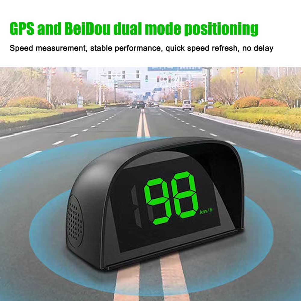 Shkalacar Car HUD Headup Display KM/H MPH GPS Digital Speedometer with LED Large Font Display + Car Charge Adapter for Car Truck