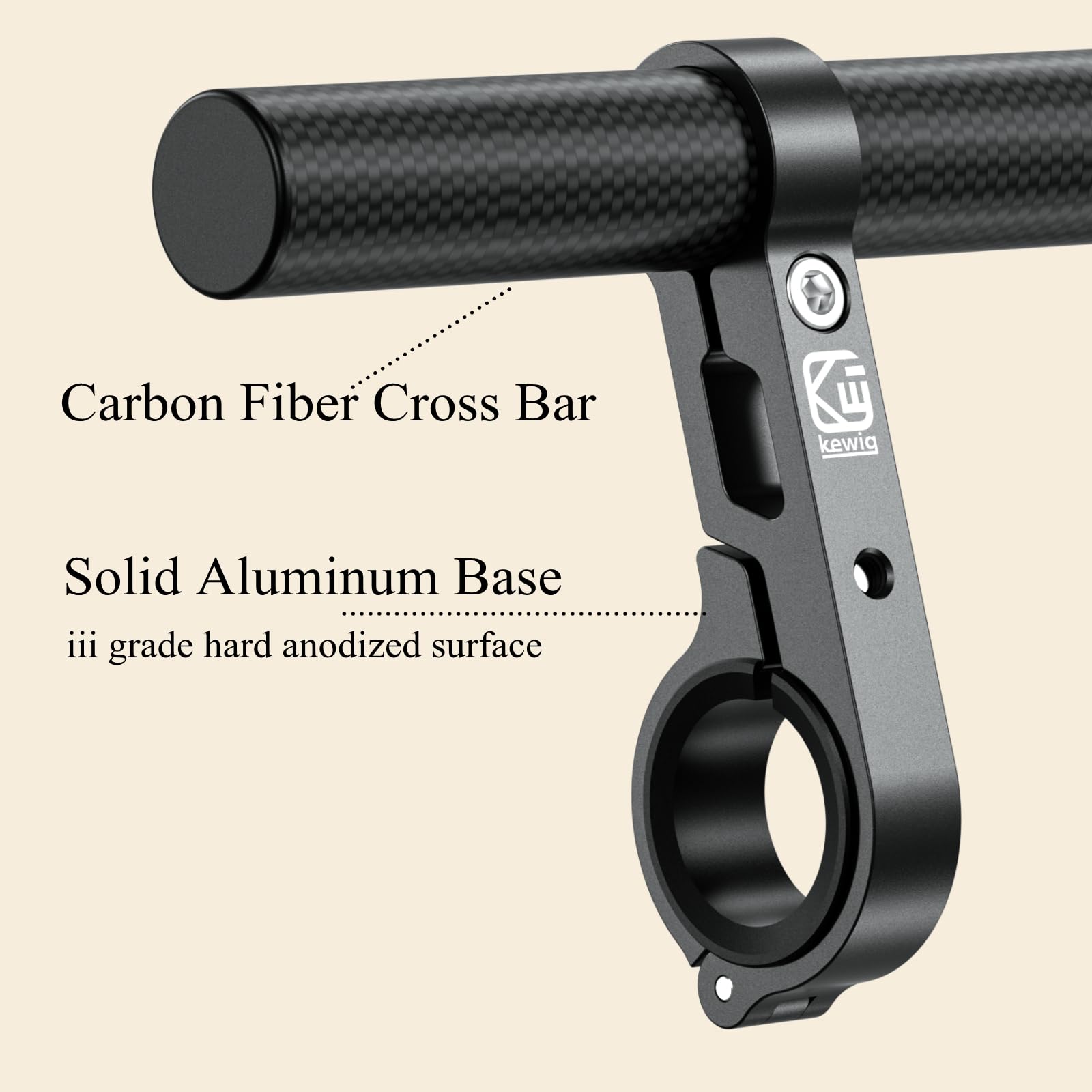 Brcovan Carbon Fiber Handlebar Extender Extensions With Aluminum Alloy Clamp Mounting Base Fit On 0.875'' / 1'' / 1.125'' / 1.26'' Handlebars Cross Bars For Bike Bicycle Motorcycle Scooter