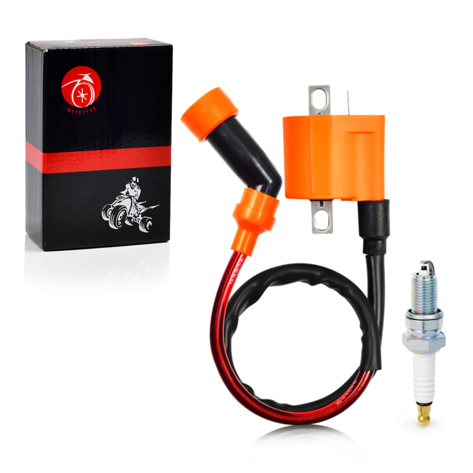 Moto1988 Ignition Coil Pack & Spark Plug For Yamaha Warrior Raptor 350 Kodiak Grizzly 400 450 Wolverine Rhino 450 For Arctic Cat